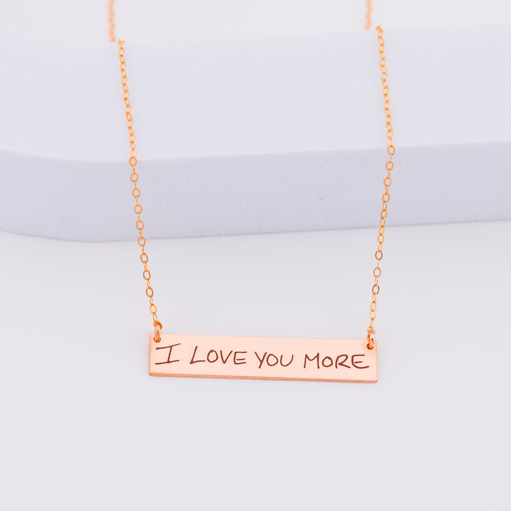 Personalized Actual Handwritten Necklace, 1.5-inch Bar