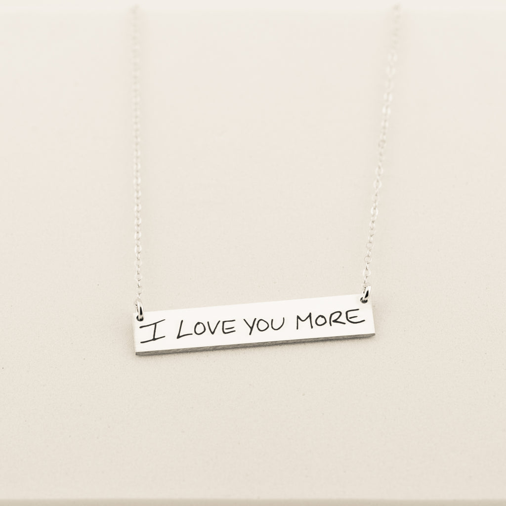 Personalized Actual Handwritten Necklace, 1.5-inch Bar