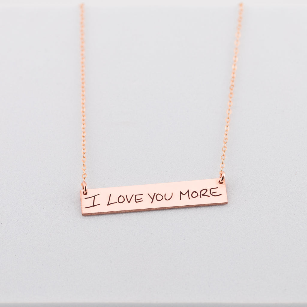 Personalized Actual Handwritten Necklace, 1.5-inch Bar