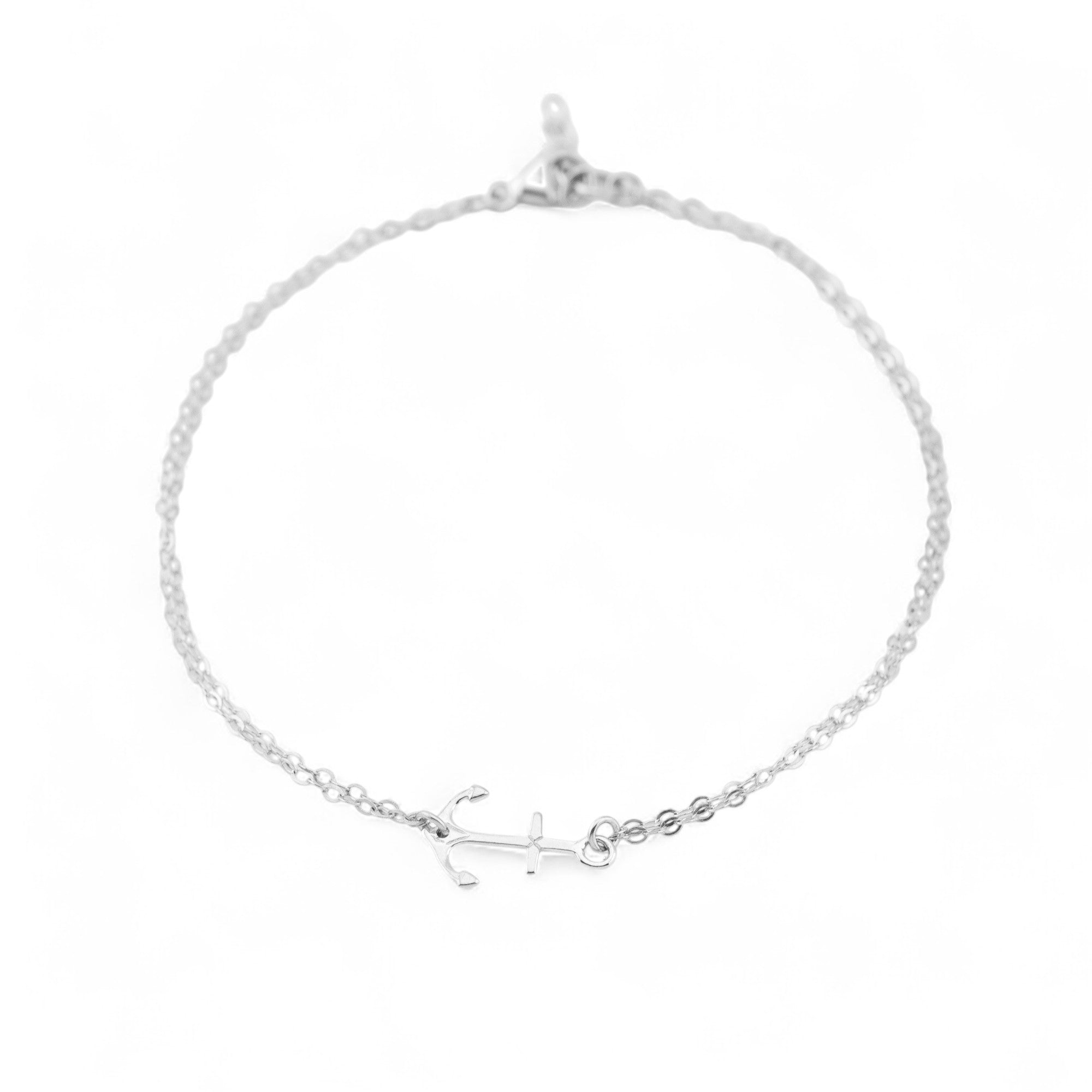 Small Anchor Bracelet with Double Chains