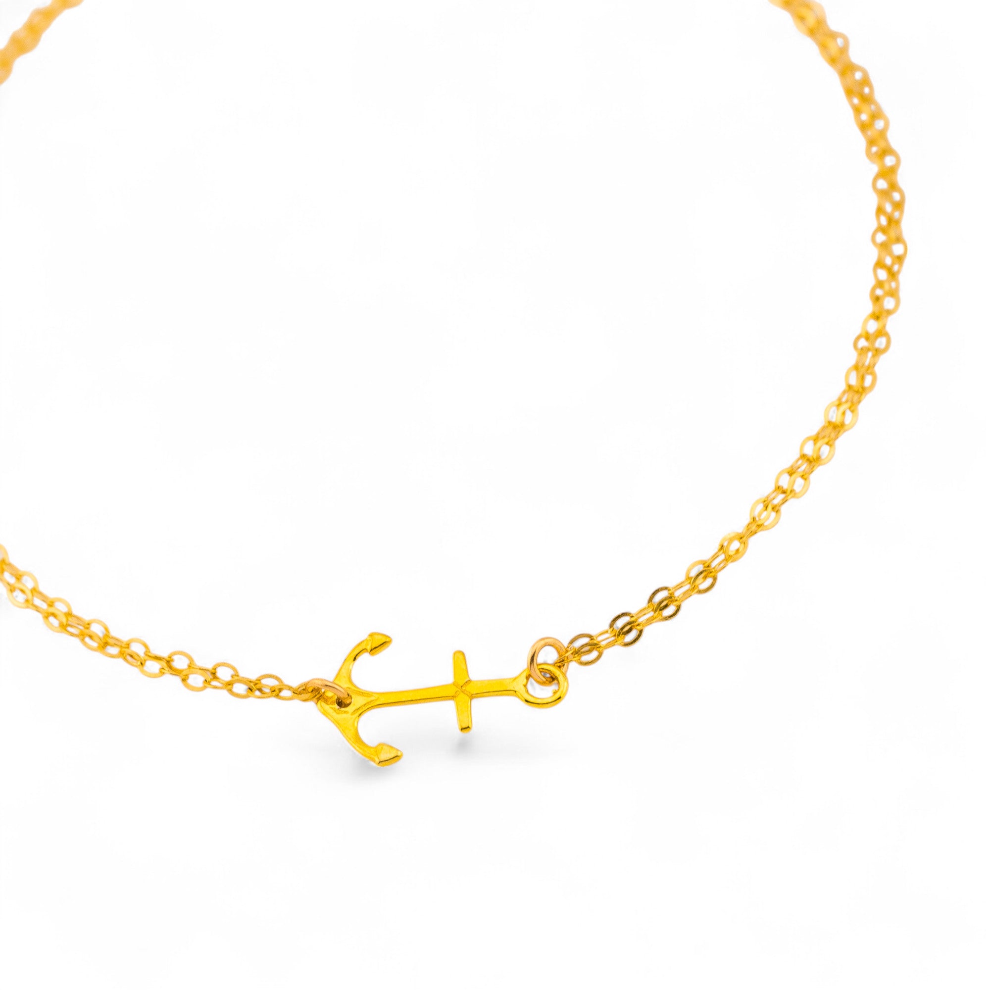 Small Anchor Bracelet with Double Chains