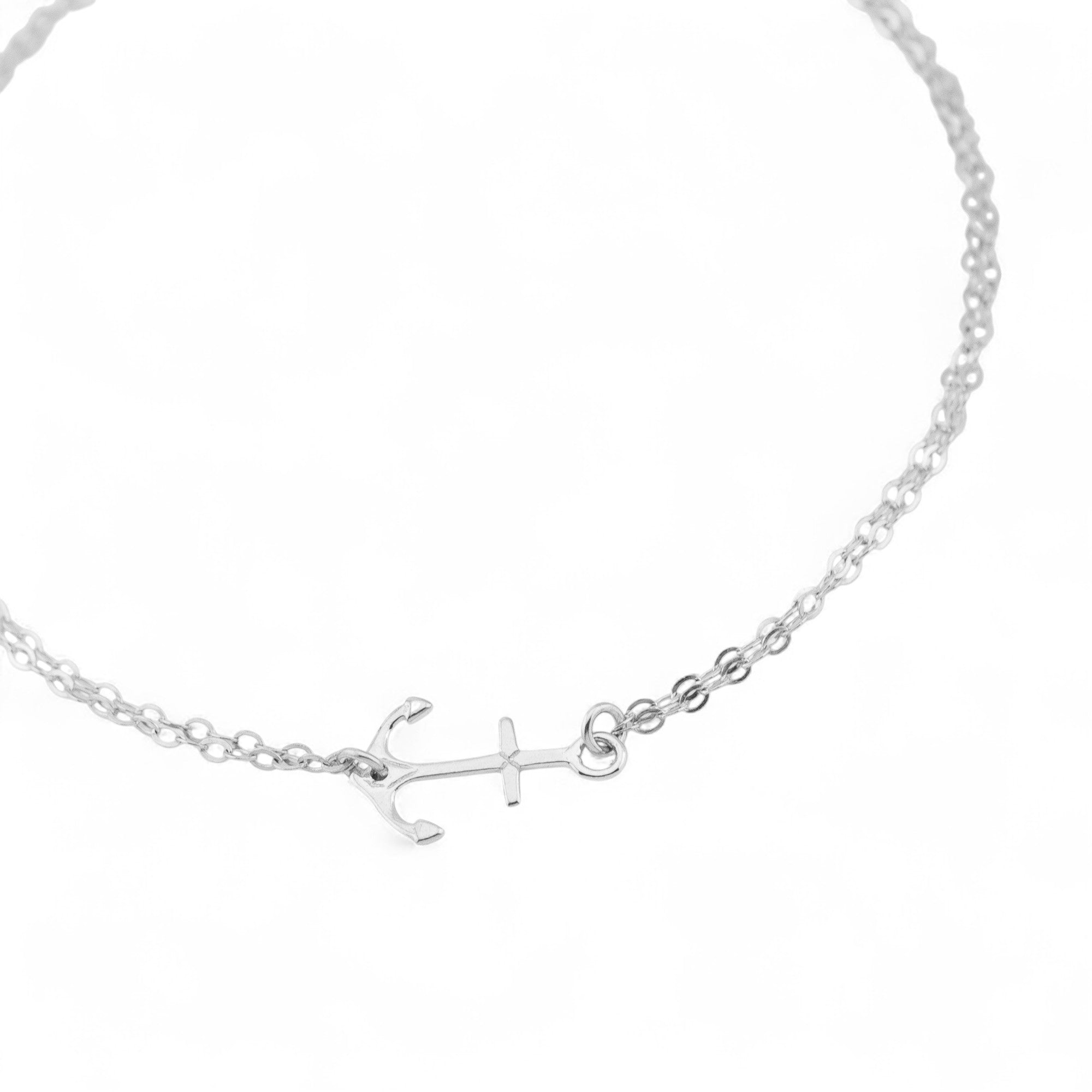 Small Anchor Bracelet with Double Chains