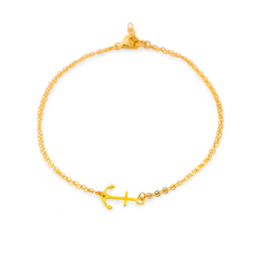 Small Anchor Bracelet with Double Chains