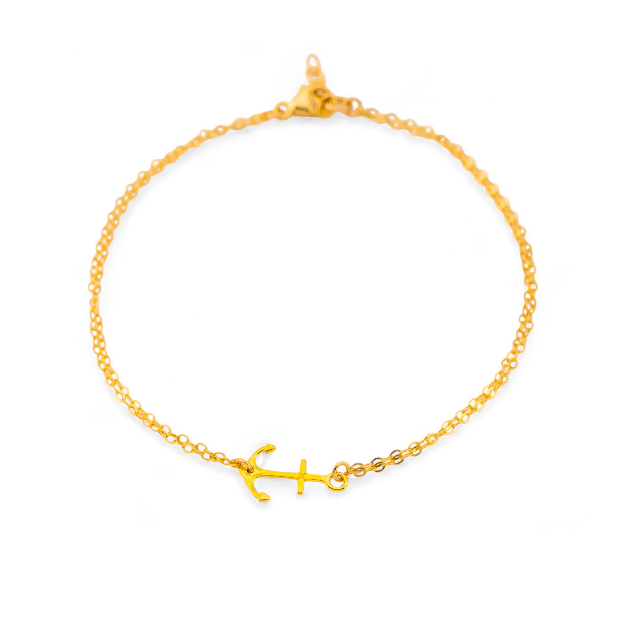 Small Anchor Bracelet with Double Chains