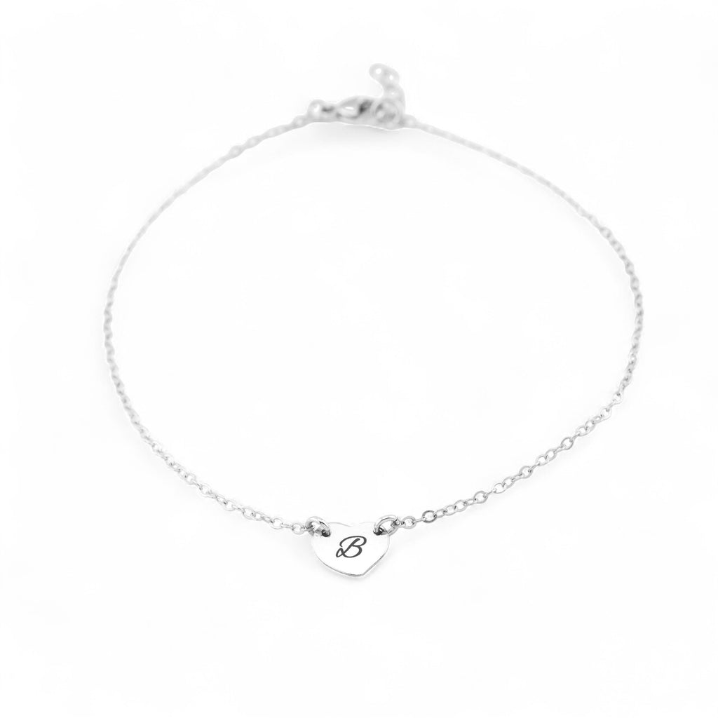 Personalized Initial Heart Charm Bracelet