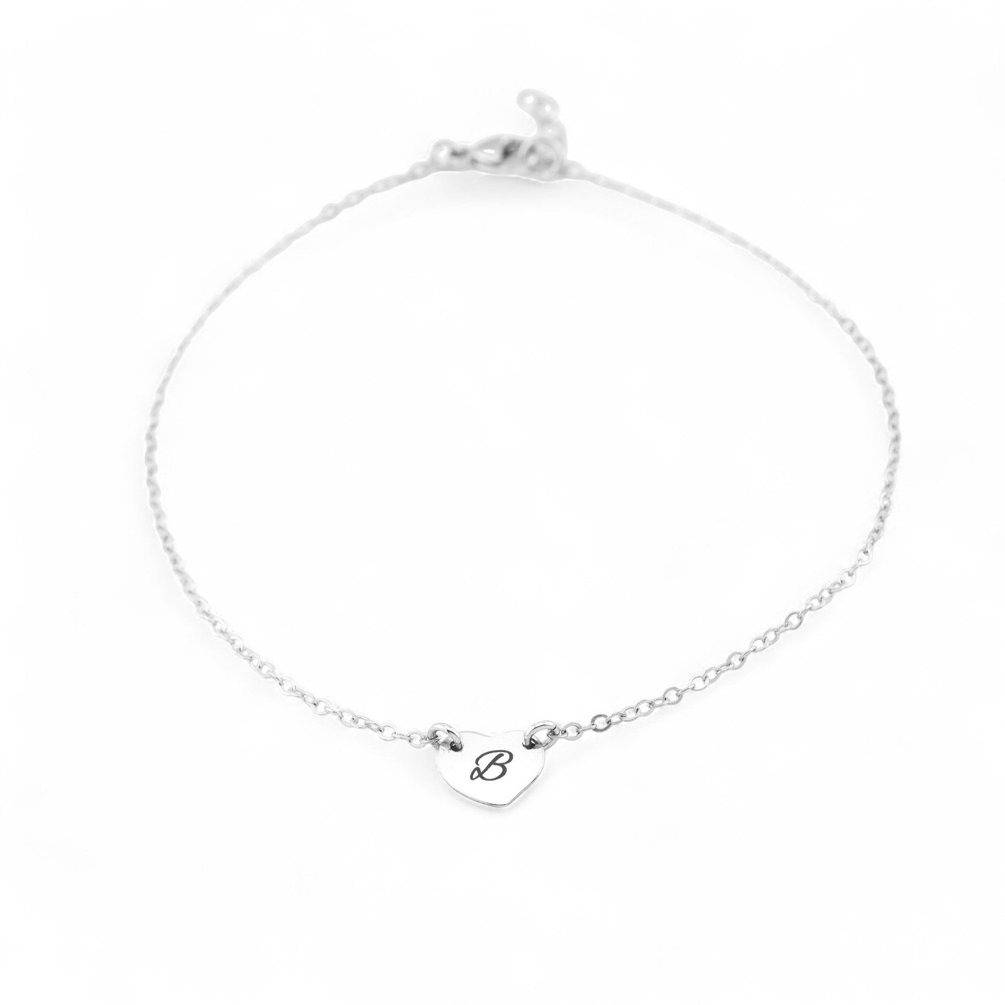 Personalized Initial Heart Charm Bracelet