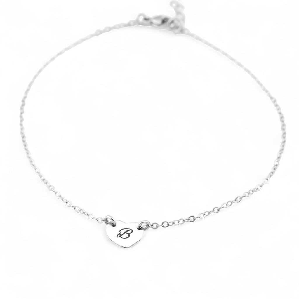 Personalized Initial Heart Charm Bracelet