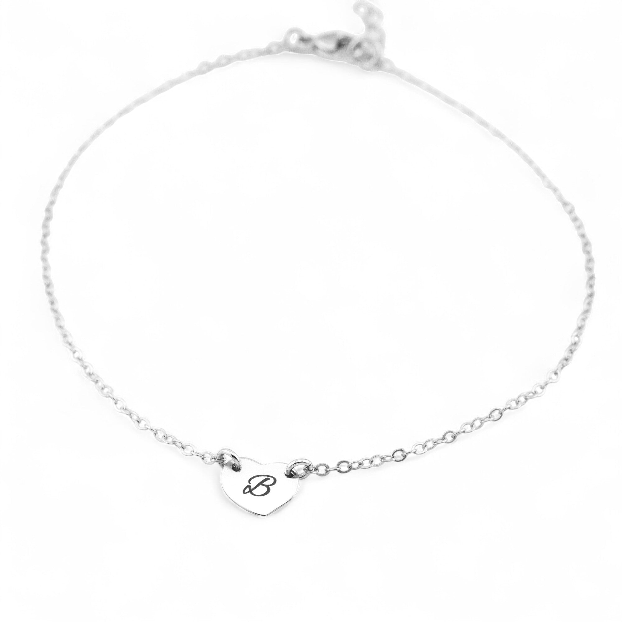 Personalized Initial Heart Charm Bracelet