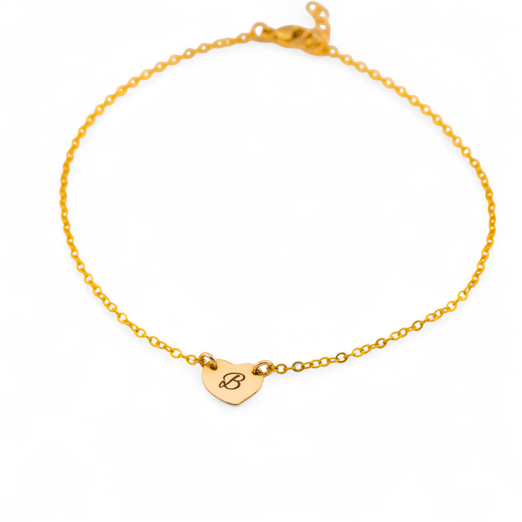 Personalized Initial Heart Charm Bracelet