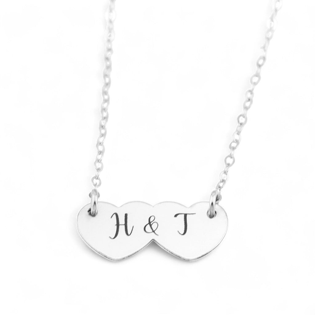 Personalized Double Heart Necklace