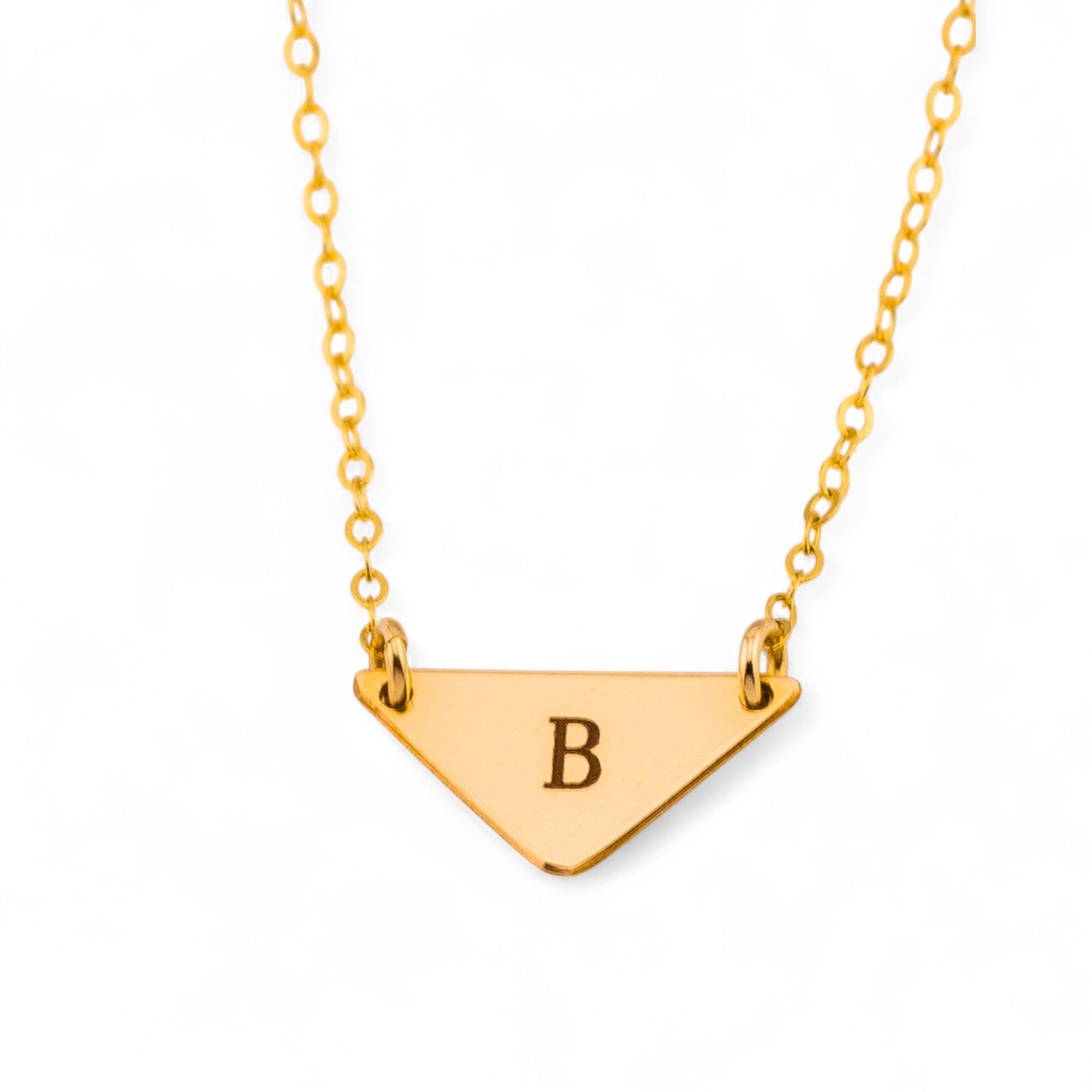 Personalized Small Triangle Necklace, 0.5" Triangle