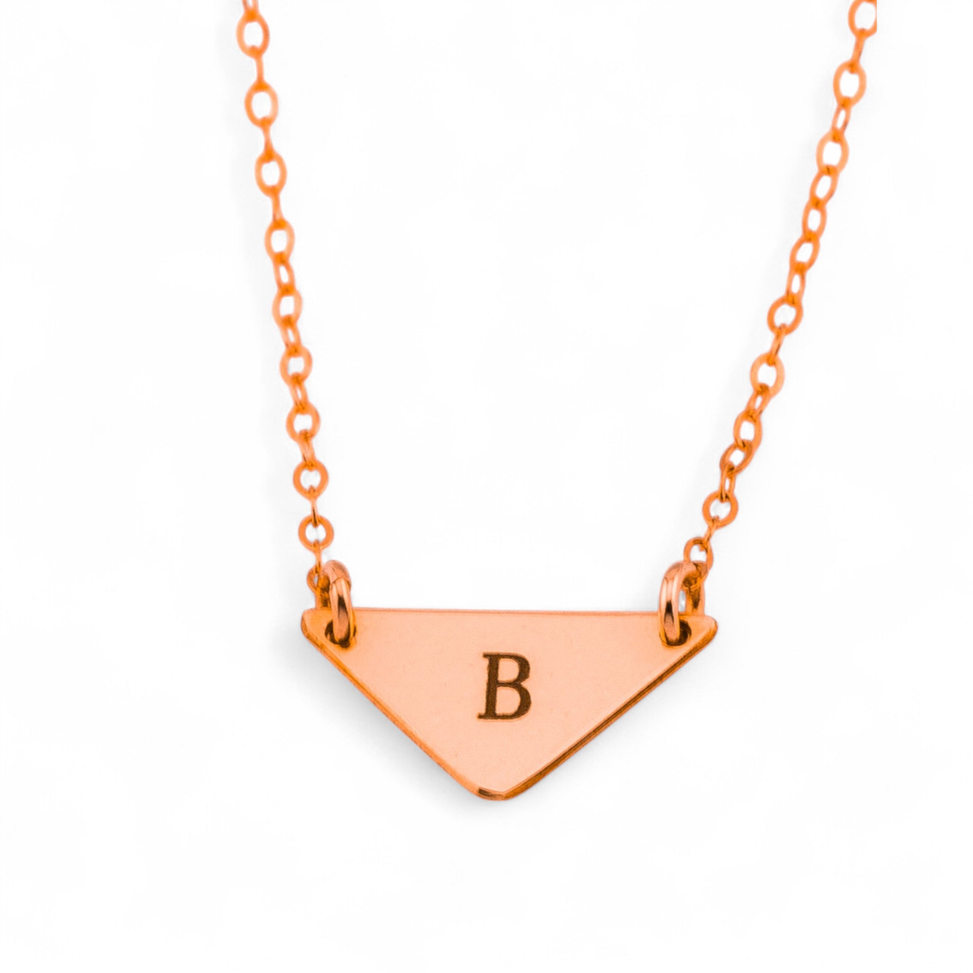 Personalized Small Triangle Necklace, 0.5" Triangle