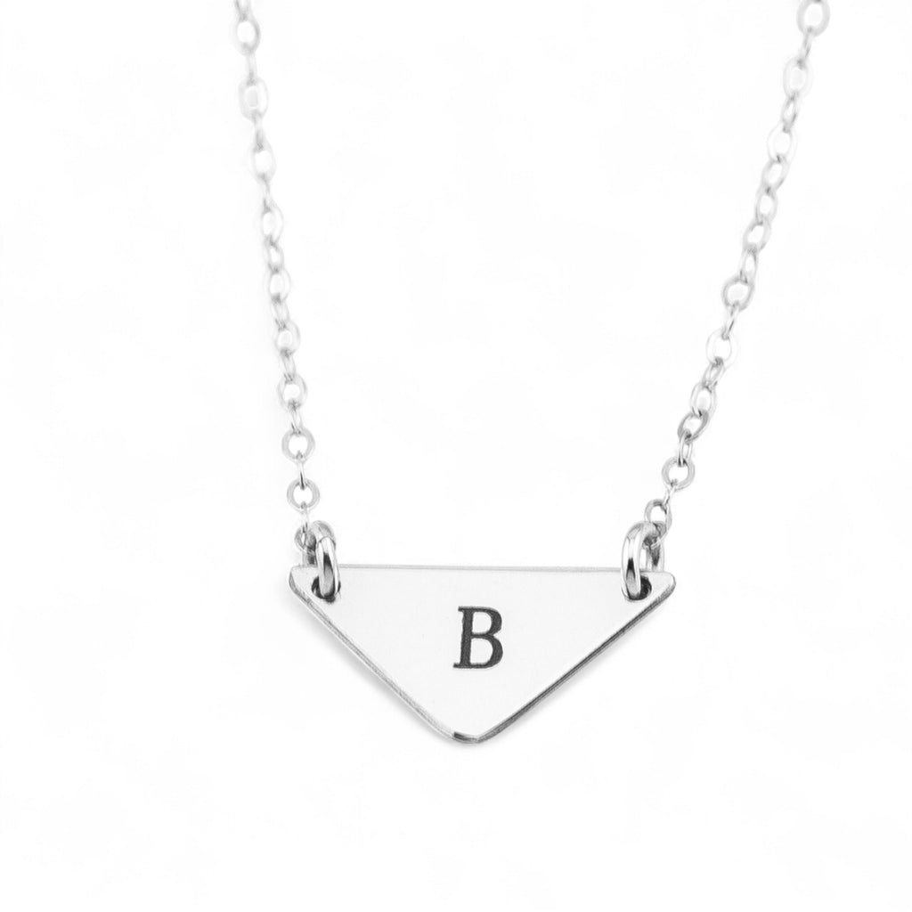 Personalized Small Triangle Necklace, 0.5" Triangle