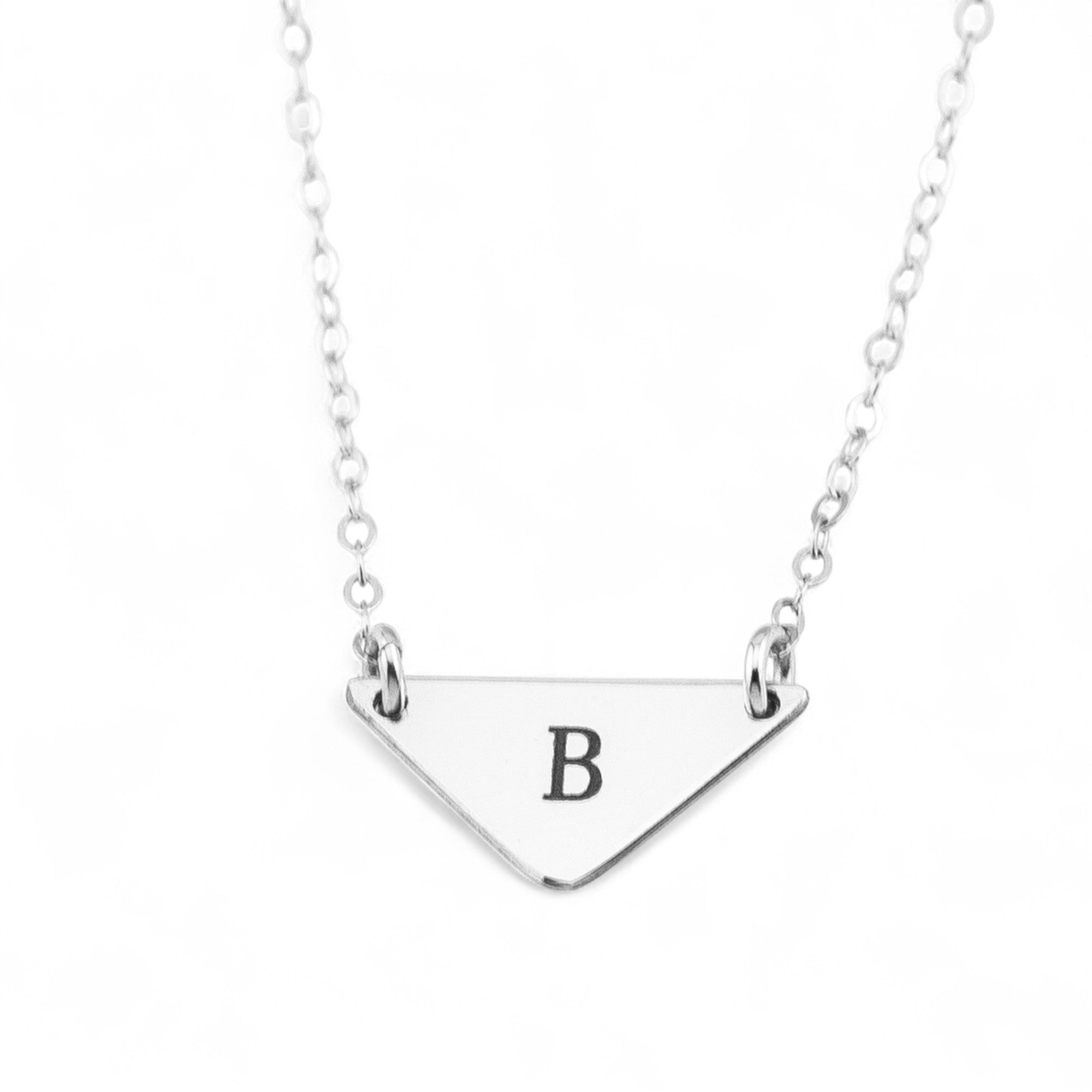 Personalized Small Triangle Necklace, 0.5" Triangle