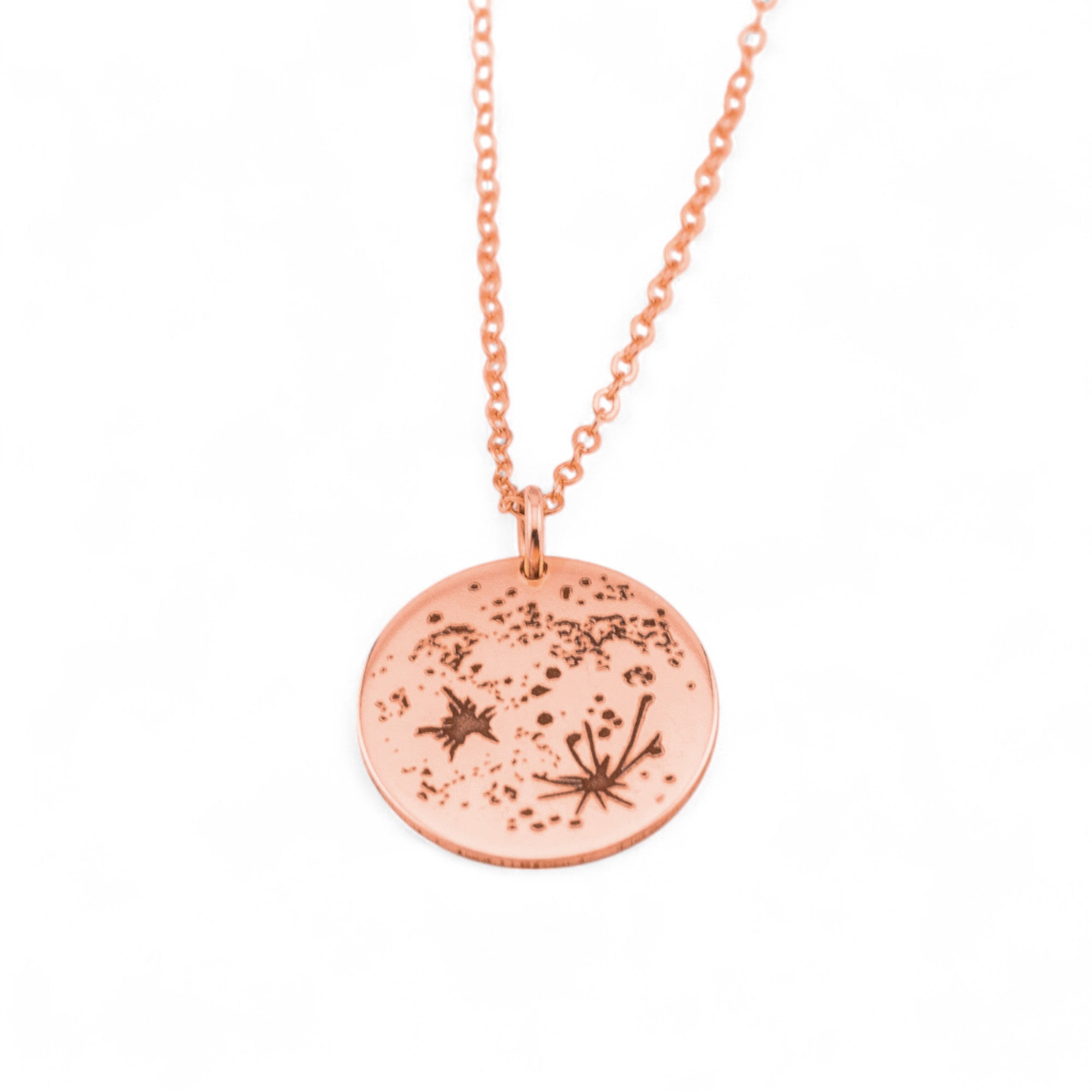 Real Moon Surface Pendant Necklace, 5/8" Disc