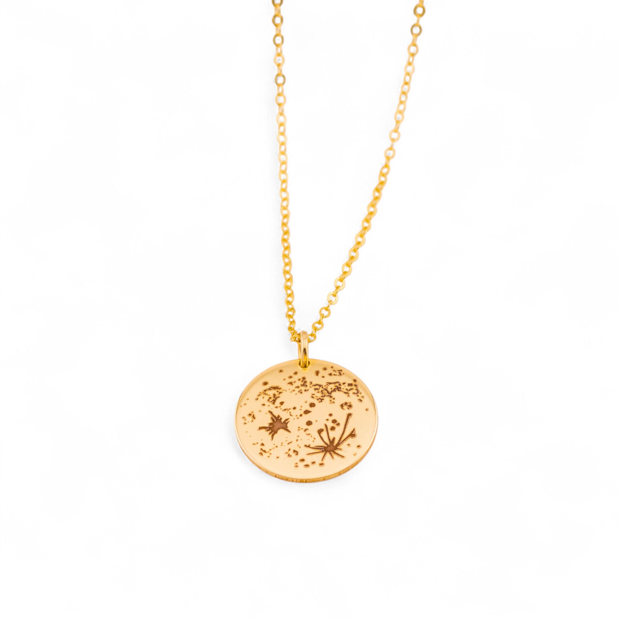Real Moon Surface Pendant Necklace, 5/8" Disc