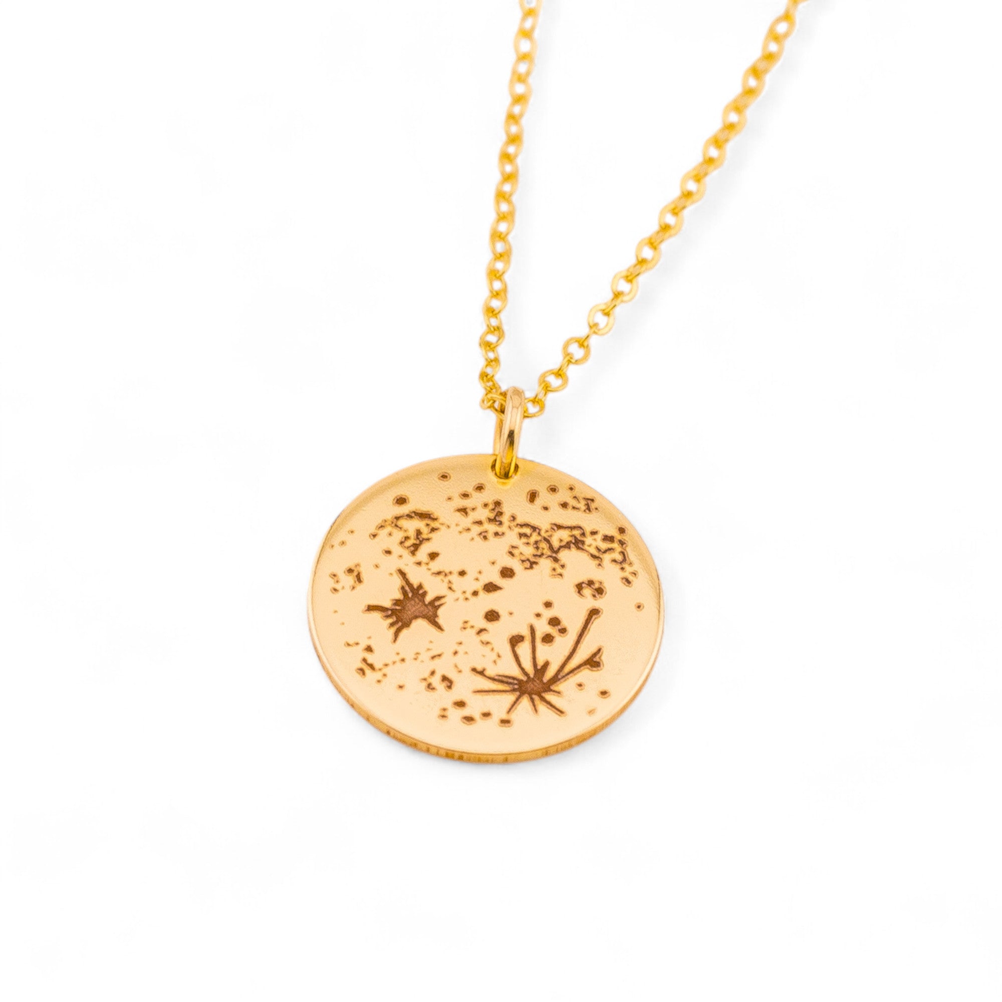 Real Moon Surface Pendant Necklace, 5/8" Disc