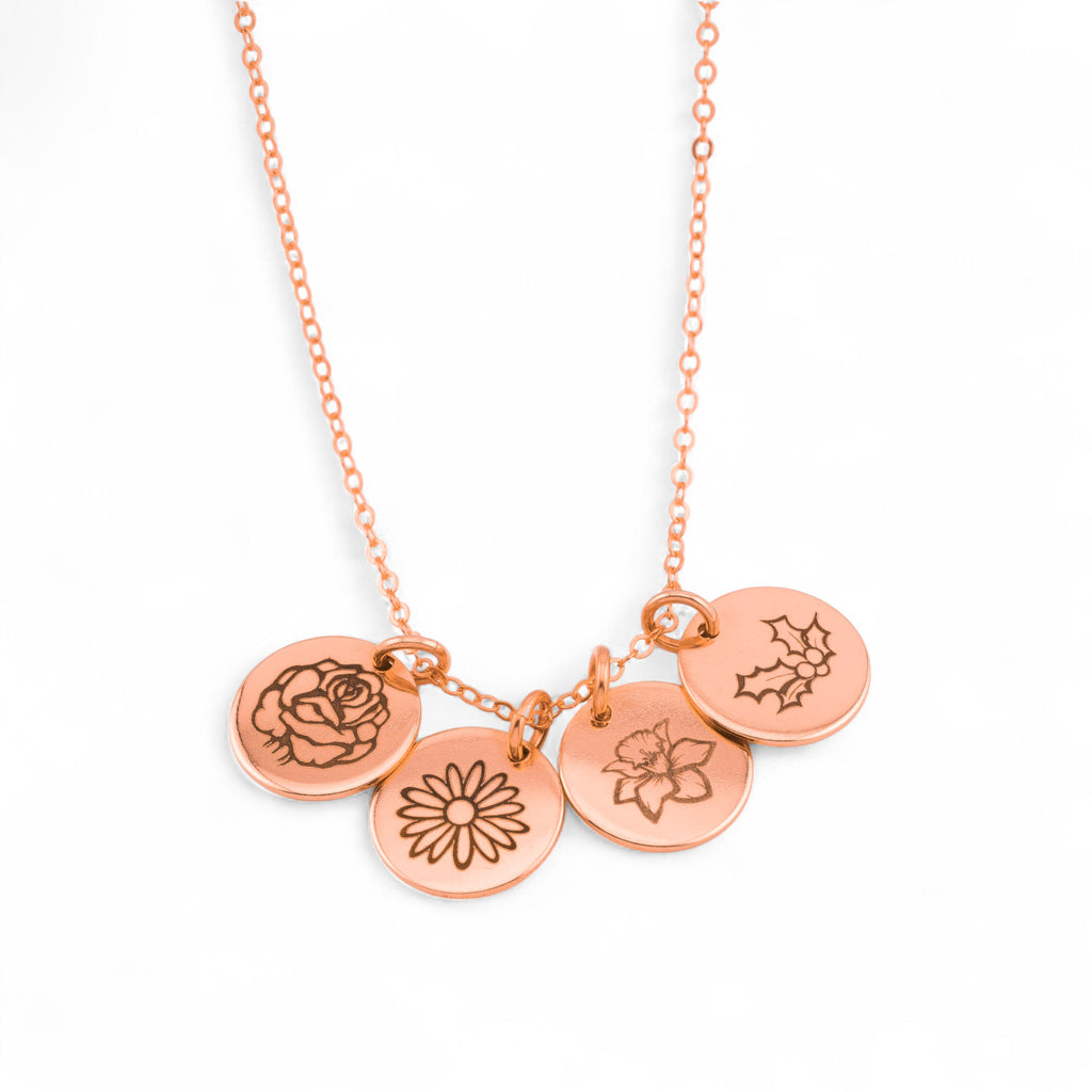 Birth Month Flower Necklace - 7/16"-inch Disc