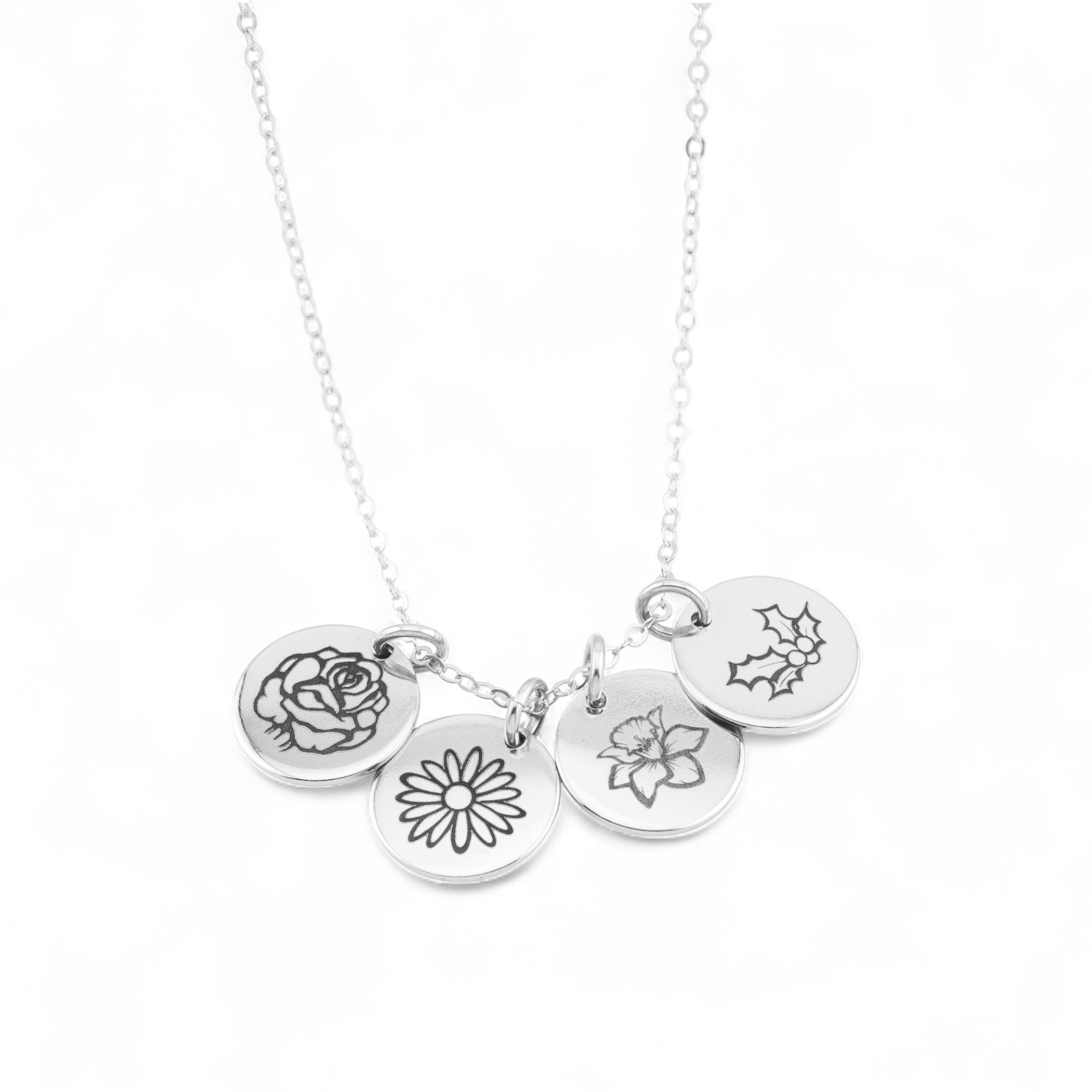 Birth Month Flower Necklace - 7/16"-inch Disc