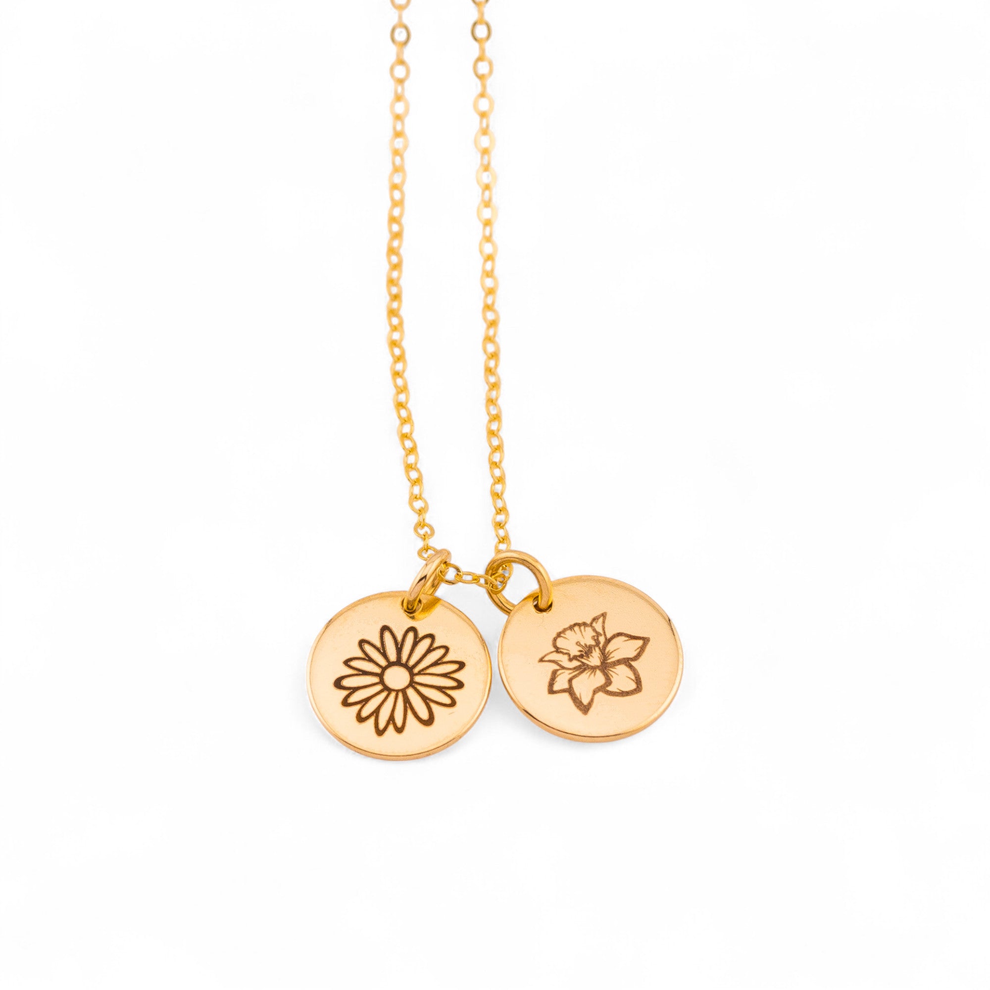 Birth Month Flower Necklace - 7/16"-inch Disc