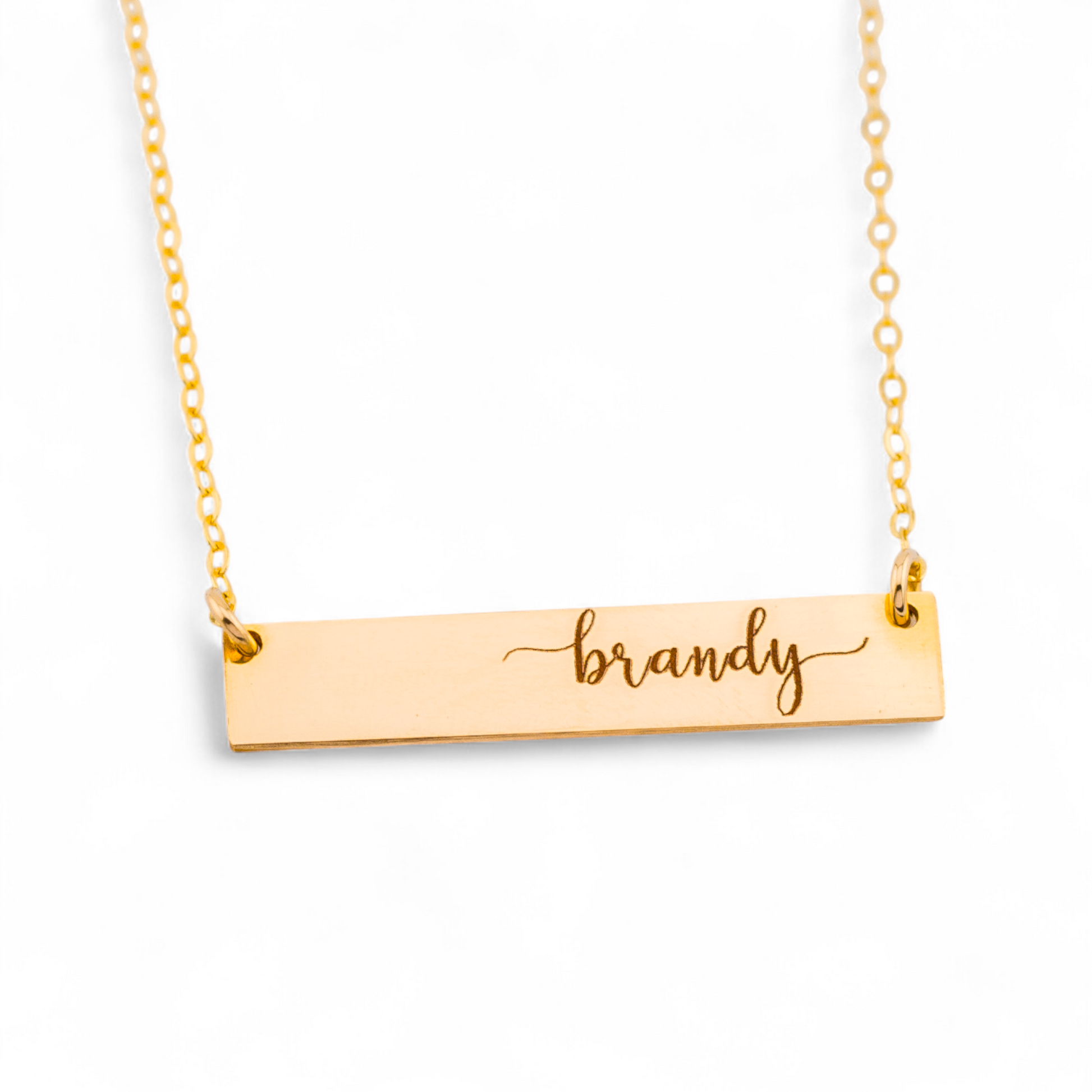 Gold bar necklace with name engrave