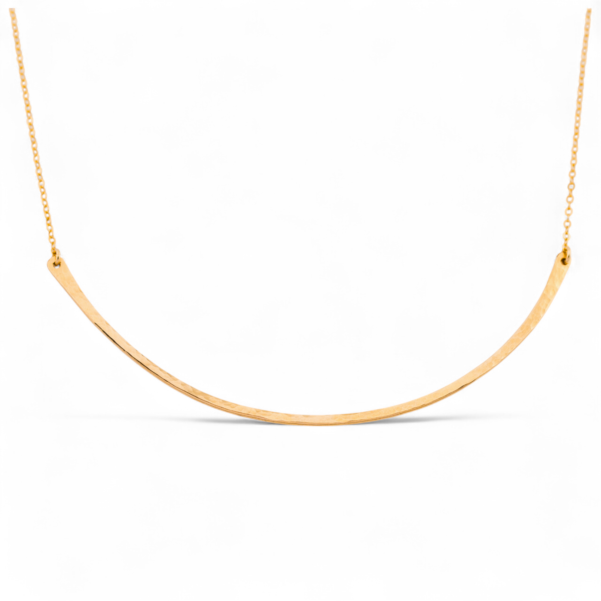 Handmade Trendy Hammered Skinny Curved Bar Necklace
