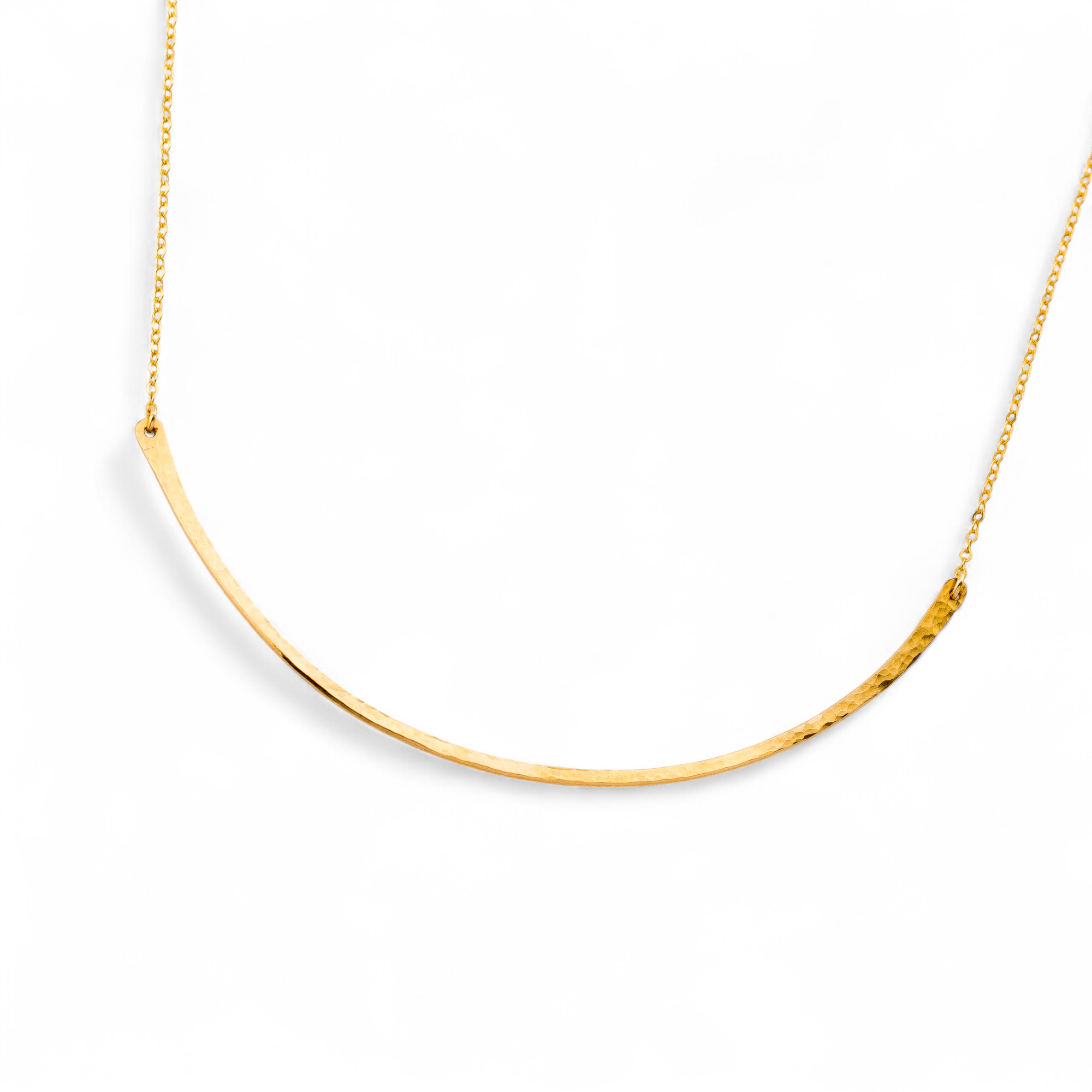 Handmade Trendy Hammered Skinny Curved Bar Necklace