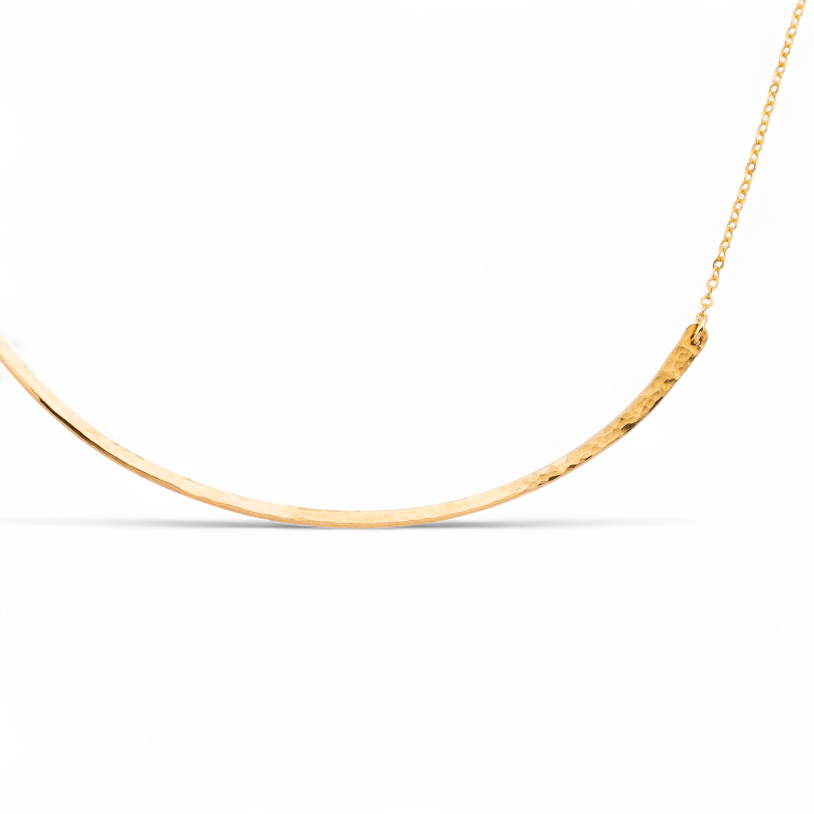 Handmade Trendy Hammered Skinny Curved Bar Necklace