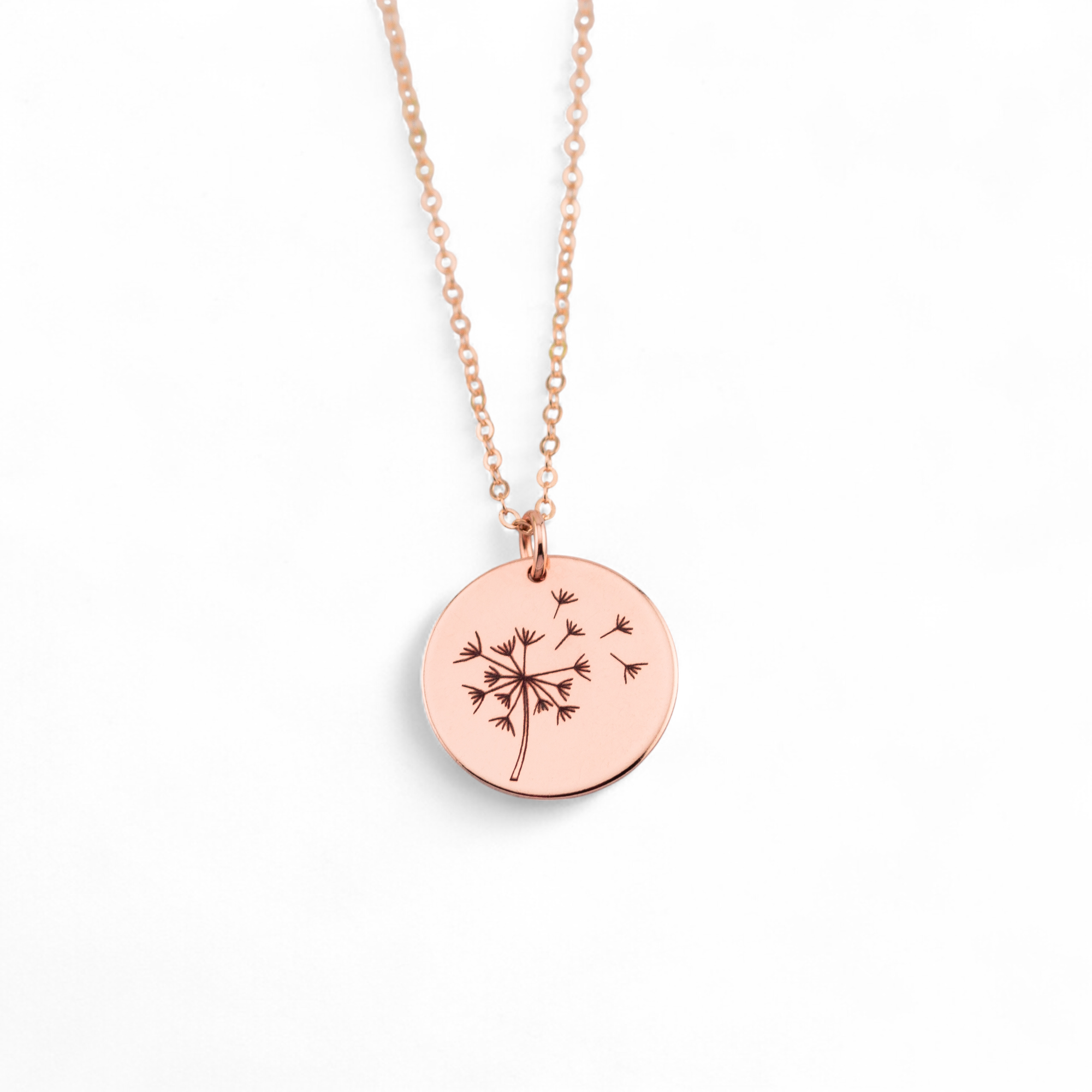 Dandelion Pendant Necklace, 5/8" Disc