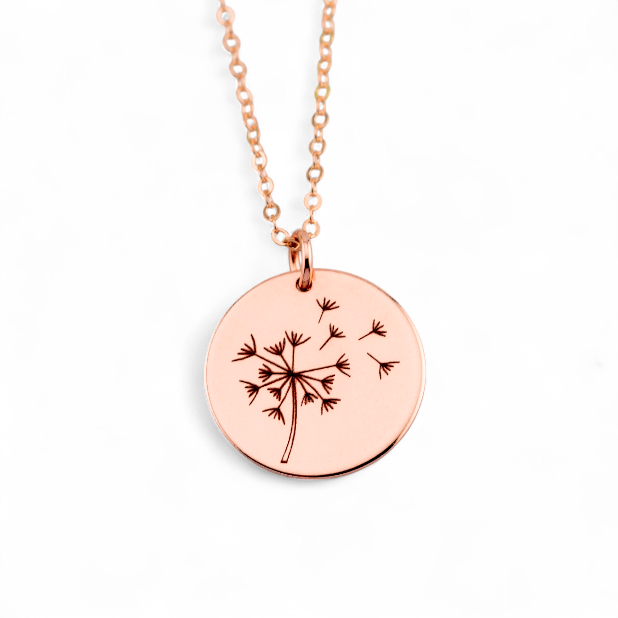 Dandelion Pendant Necklace, 5/8" Disc