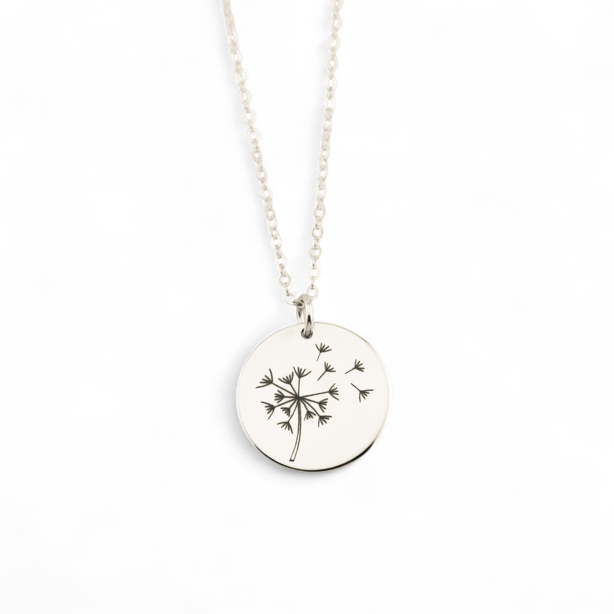 Dandelion Pendant Necklace, 5/8" Disc