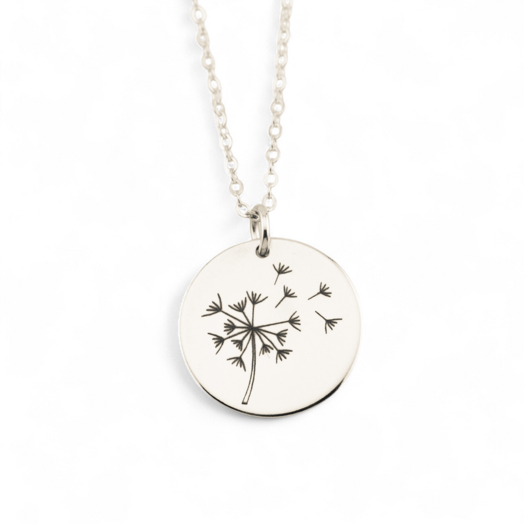 Dandelion Pendant Necklace, 5/8" Disc