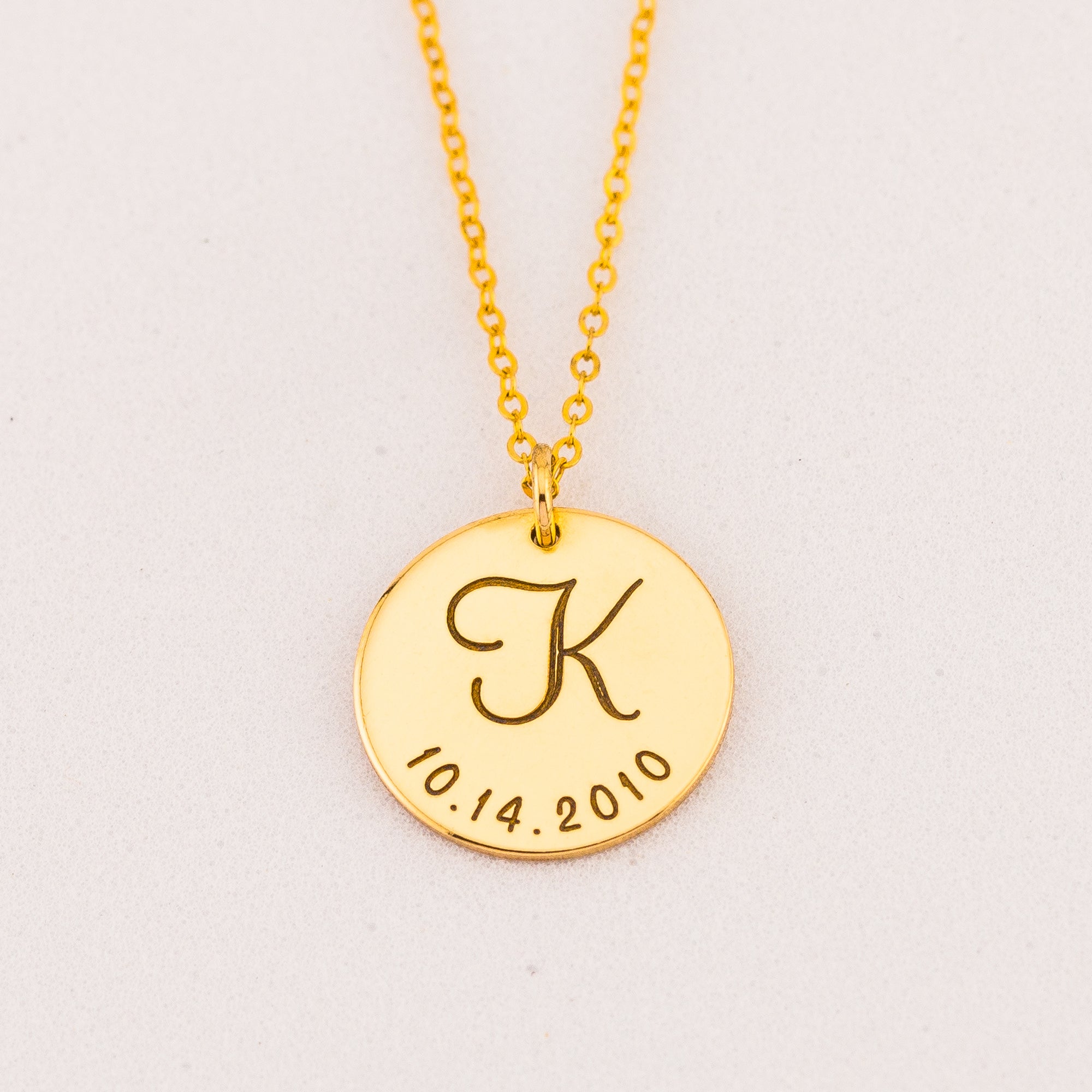 Mother Necklace with Kids Initial, 5/8" Disc