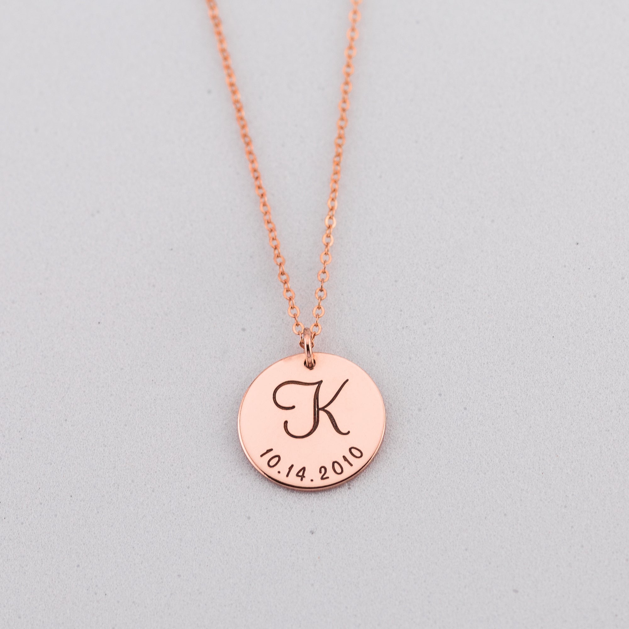 Mother Necklace with Kids Initial, 5/8" Disc