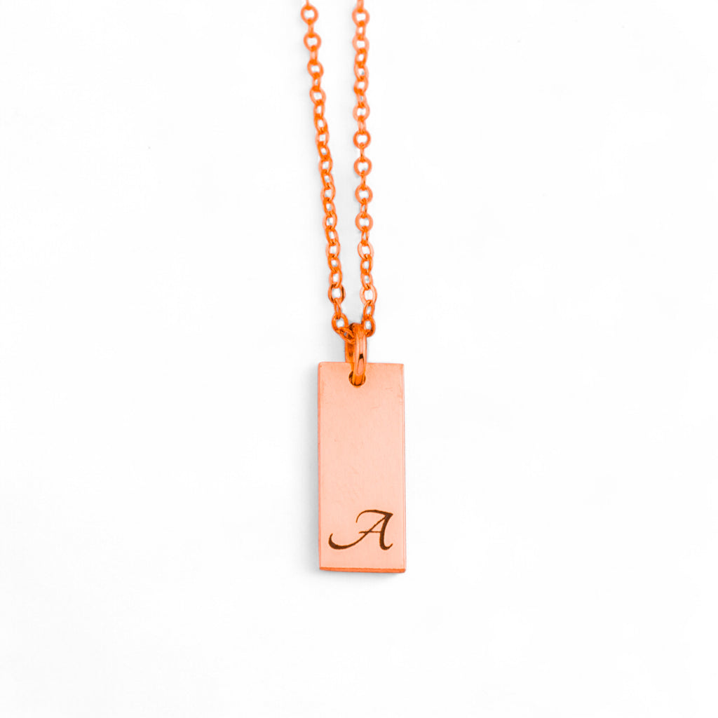 Vertical 1 Name Tag Necklace, 5/8" Bar