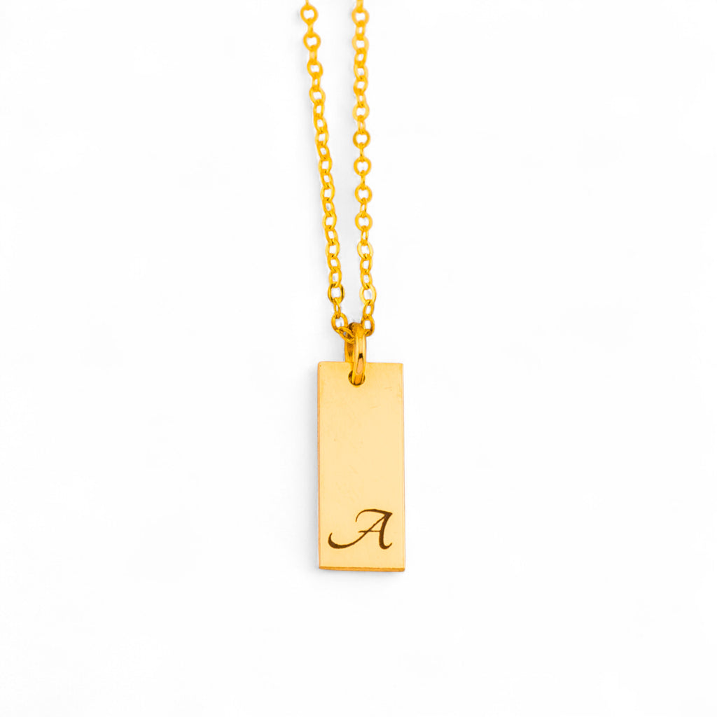 Vertical 1 Name Tag Necklace, 5/8" Bar