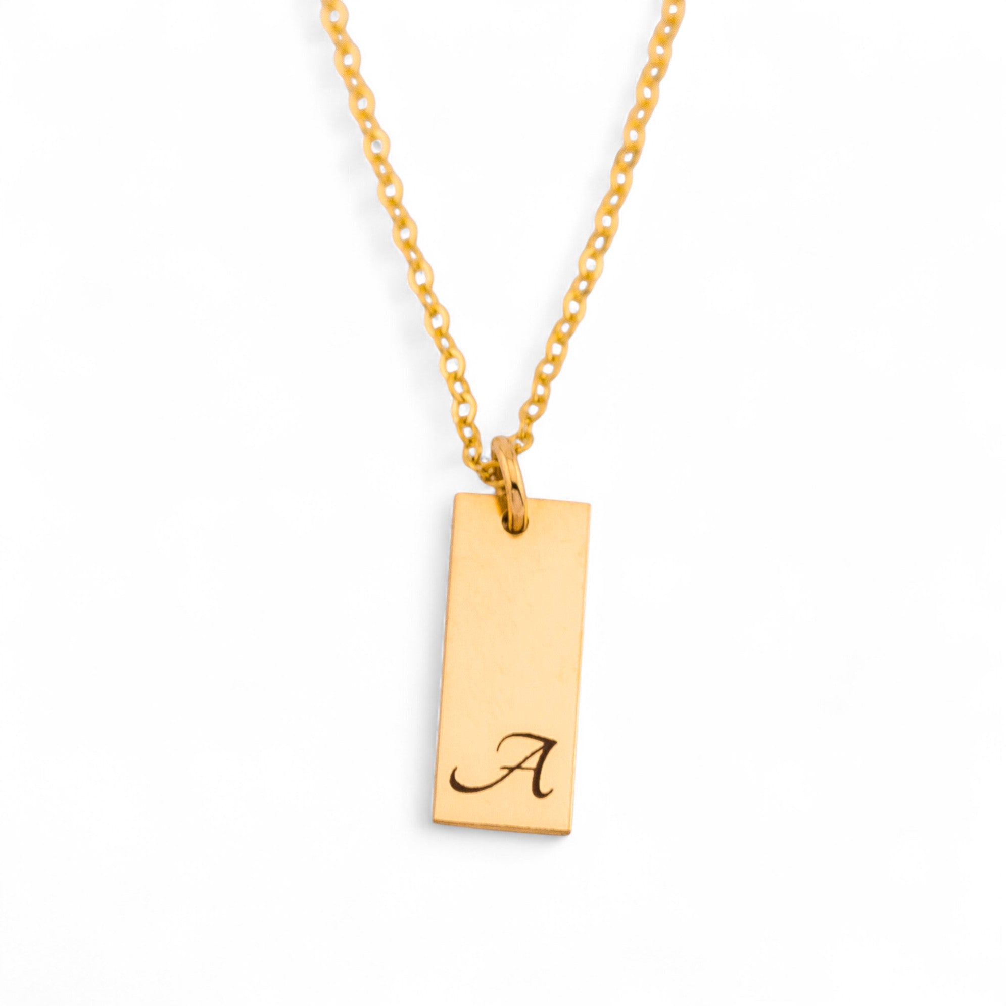 Vertical 1 Name Tag Necklace, 5/8" Bar
