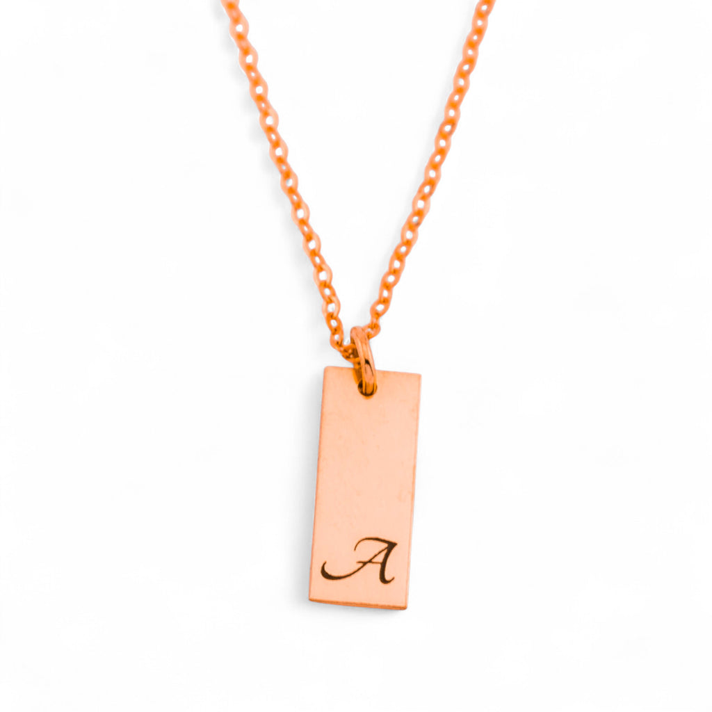 Vertical 1 Name Tag Necklace, 5/8" Bar