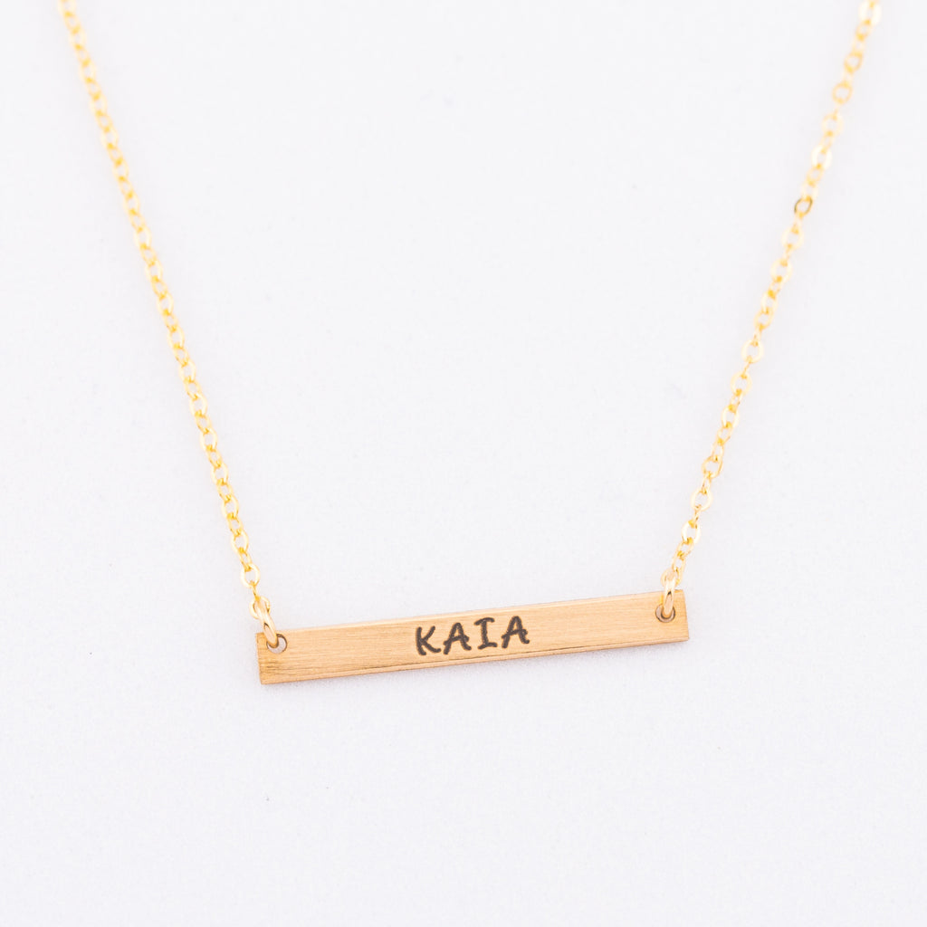 Skinny Short Bar Necklace, 1" Bar