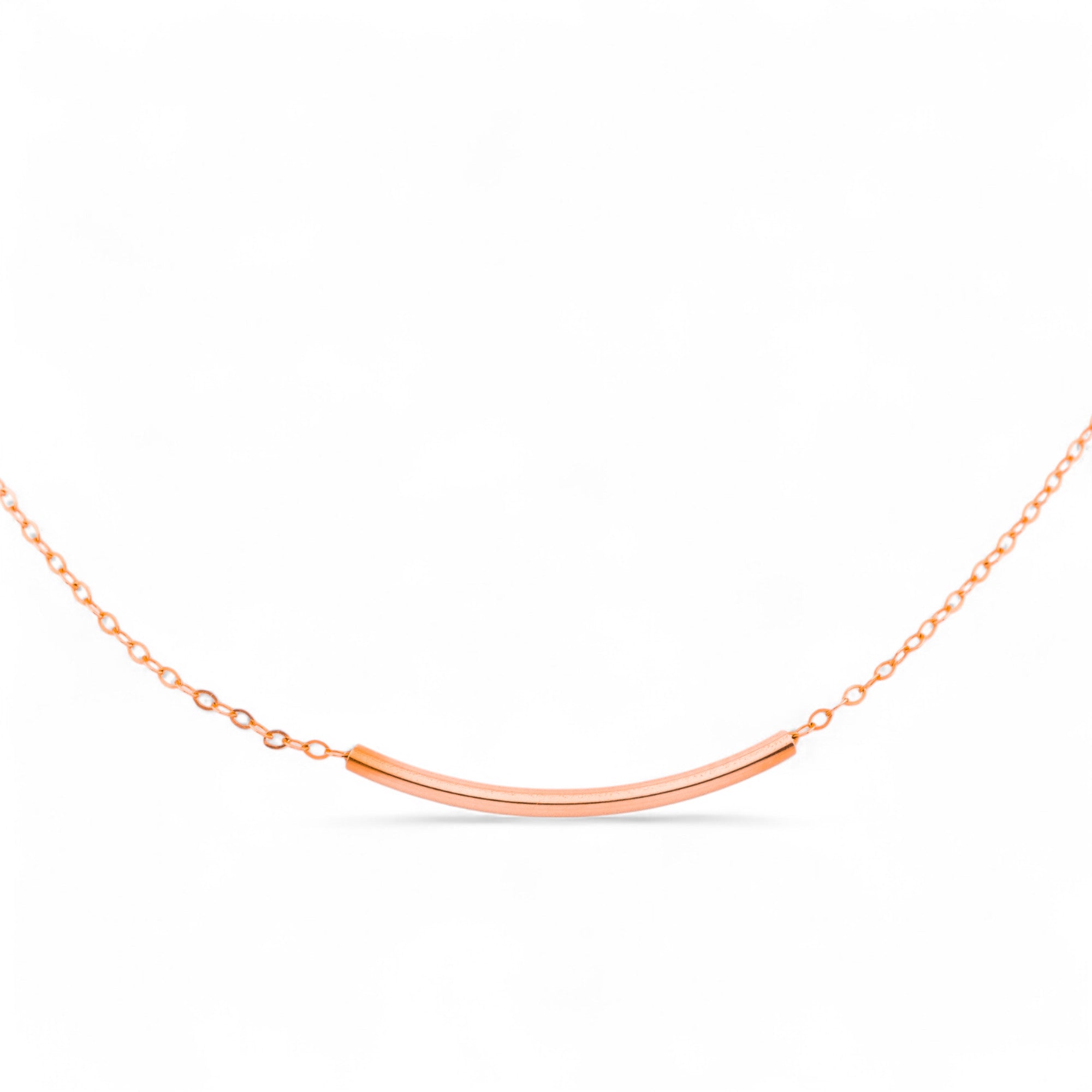 Dainty Curve Tube Bar Necklace, 1.25" Bar