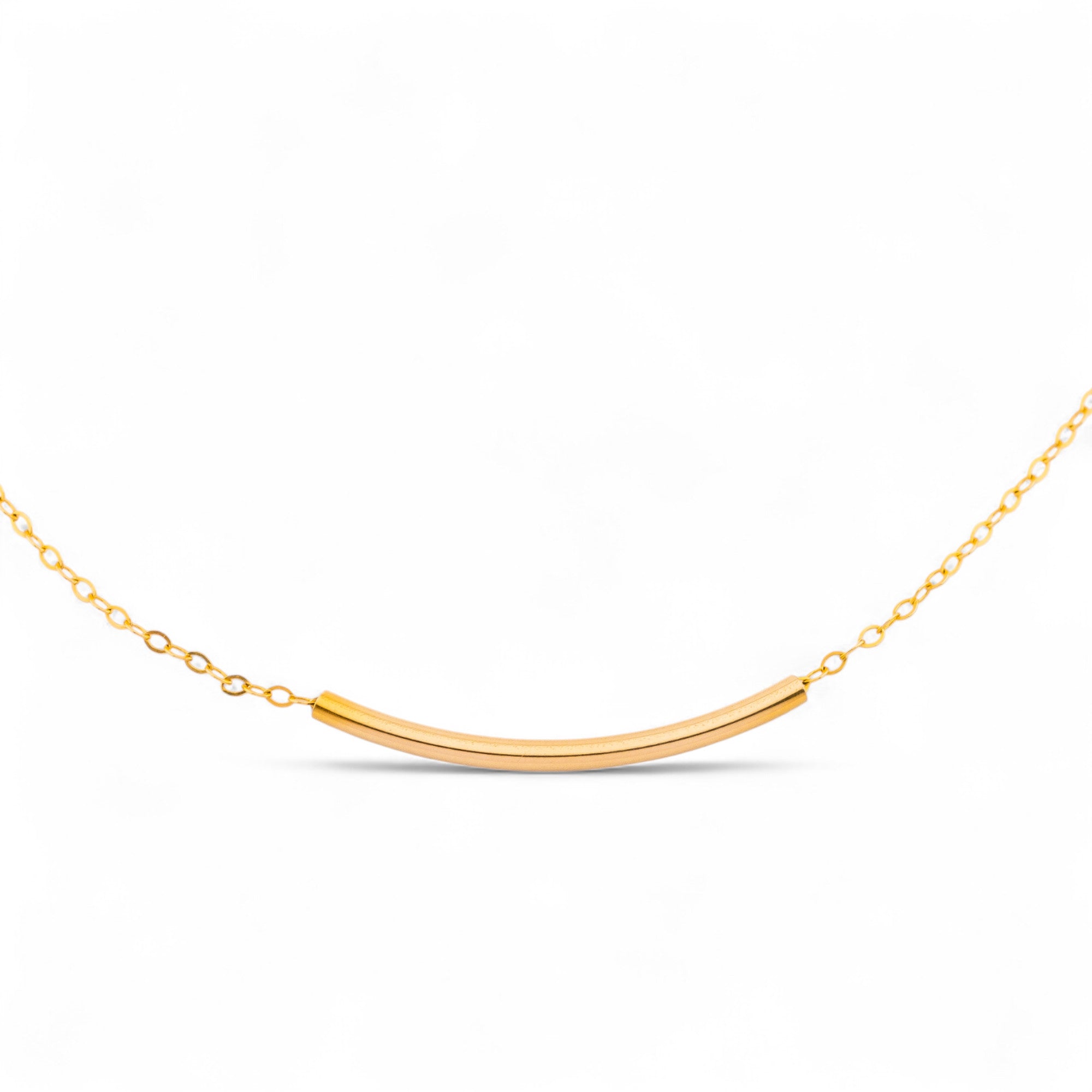 Dainty Curve Tube Bar Necklace, 1.25" Bar