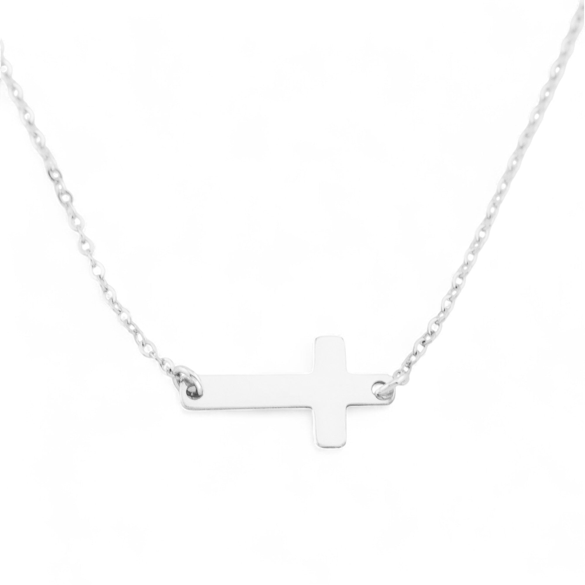Sideways Cross Pendant Necklace