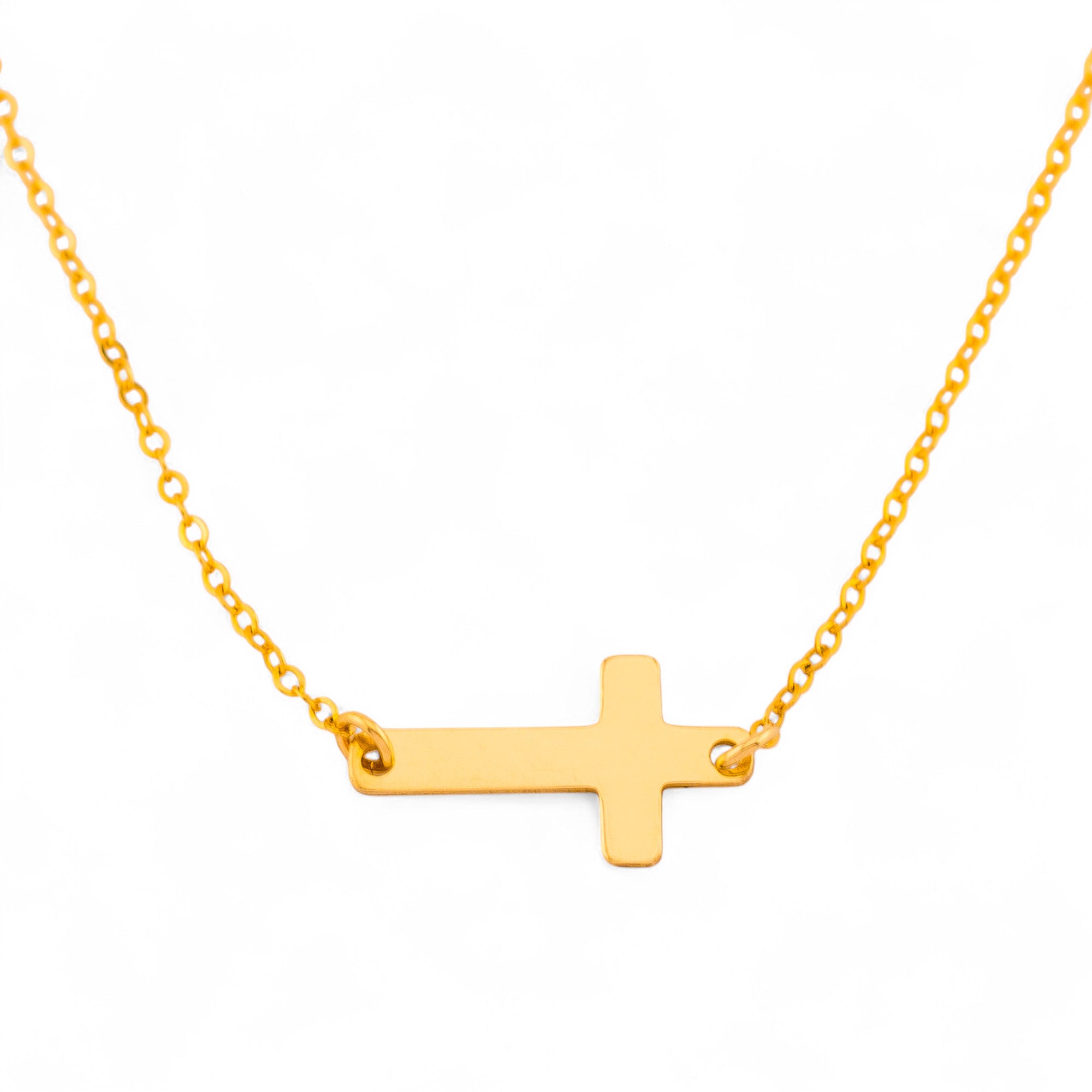 Sideways Cross Pendant Necklace