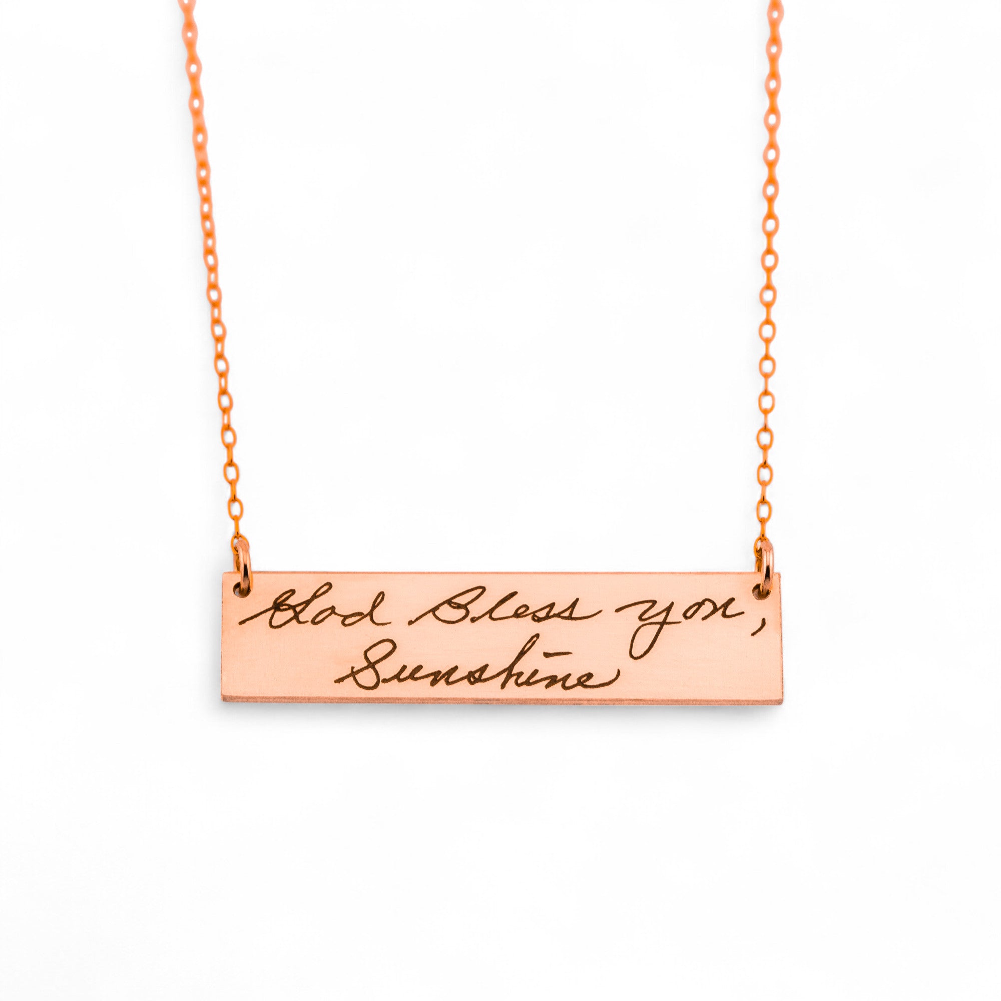 Customized Multiple lines Actual Handwriting Necklace, 2-inch Bar