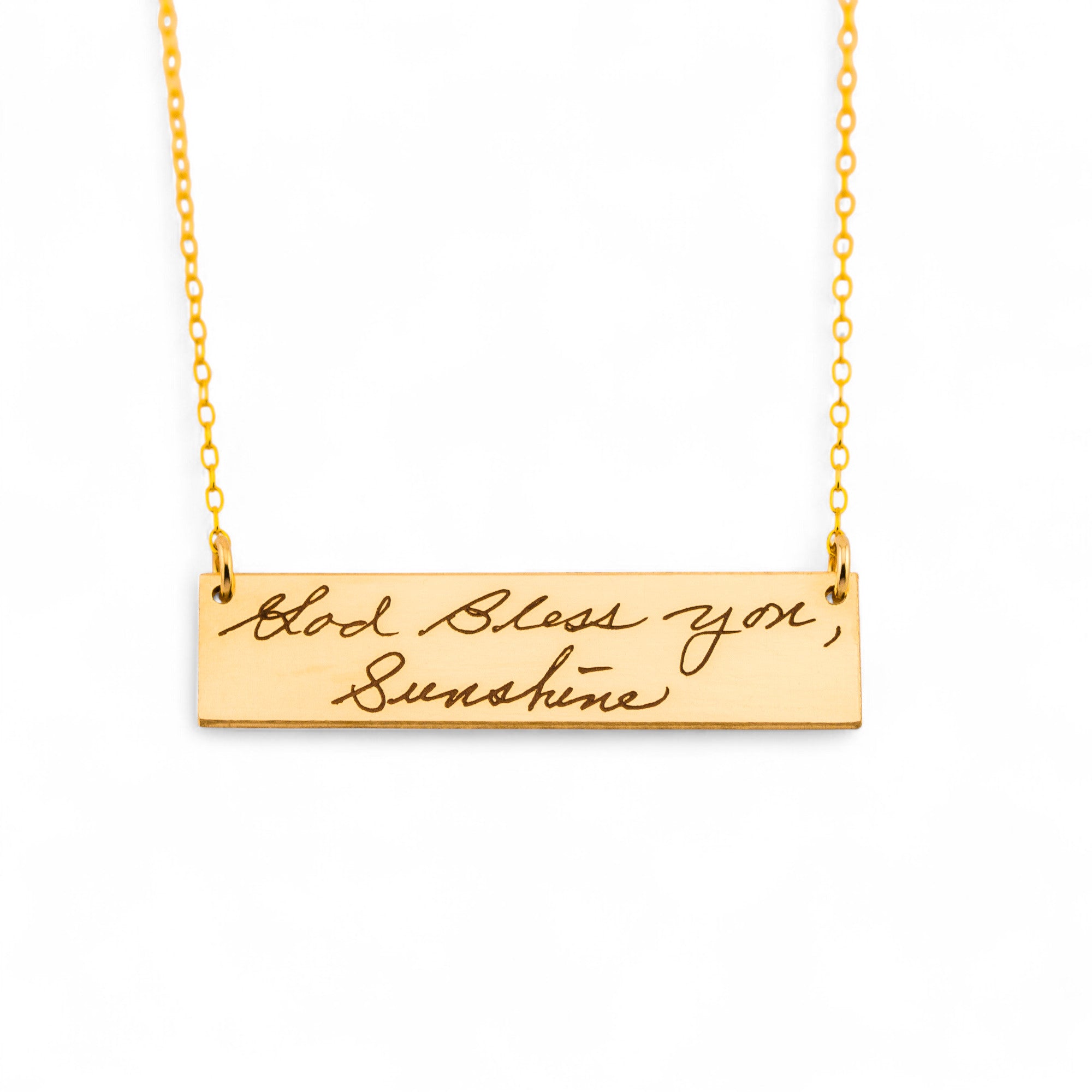 Customized Multiple lines Actual Handwriting Necklace, 2-inch Bar