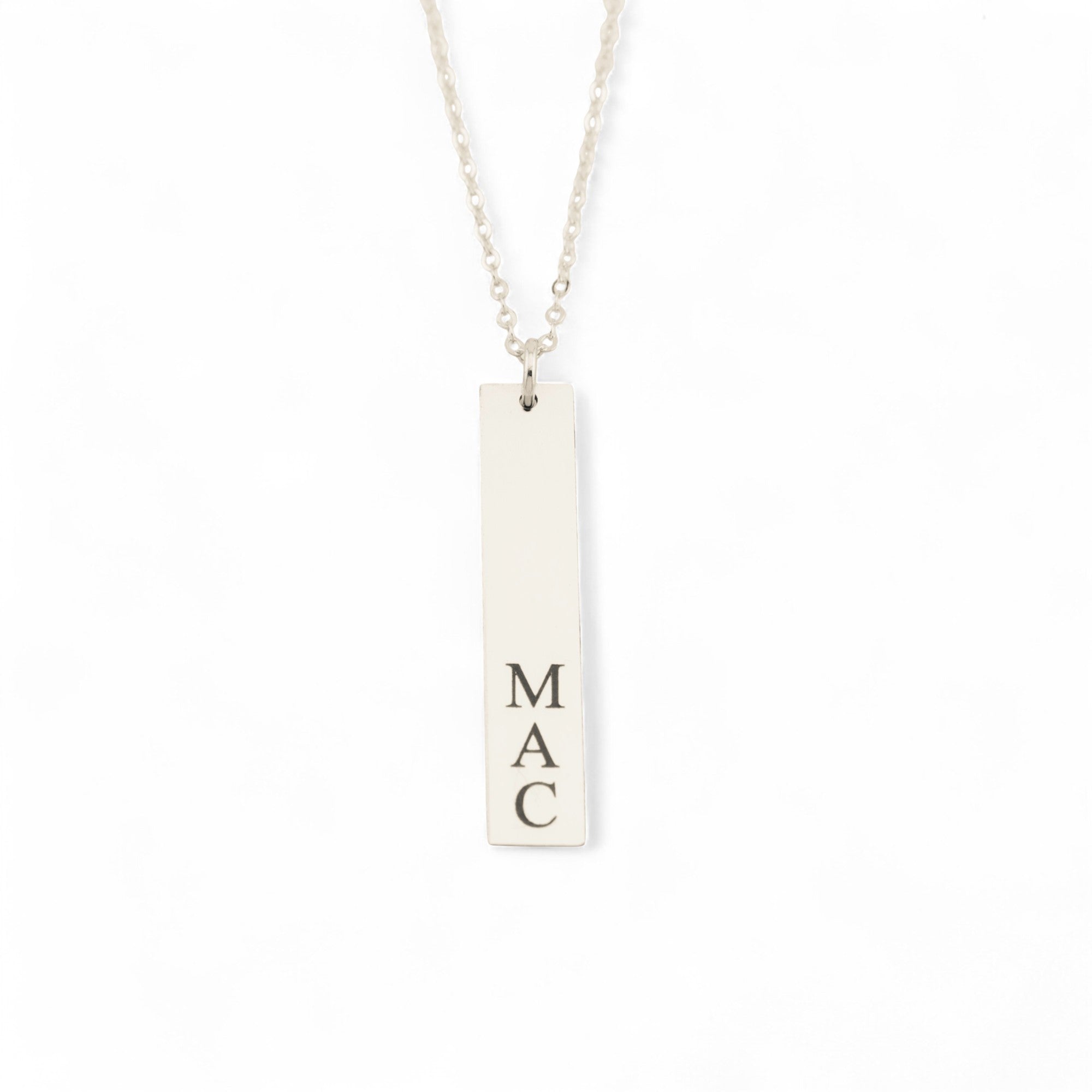 Engraved Vertical  Bar Name Plate Pendant Necklace, 1.25-inch Bar
