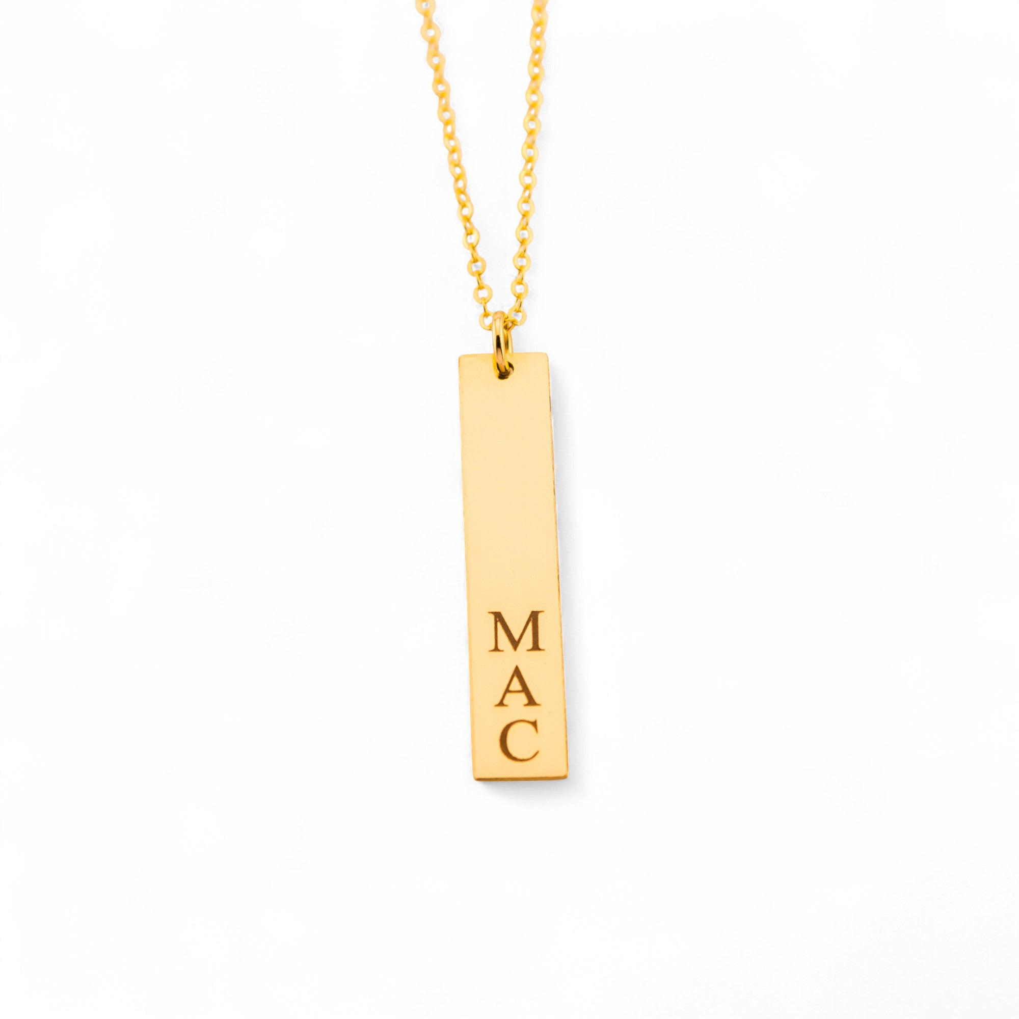 Engraved Vertical  Bar Name Plate Pendant Necklace, 1.25-inch Bar