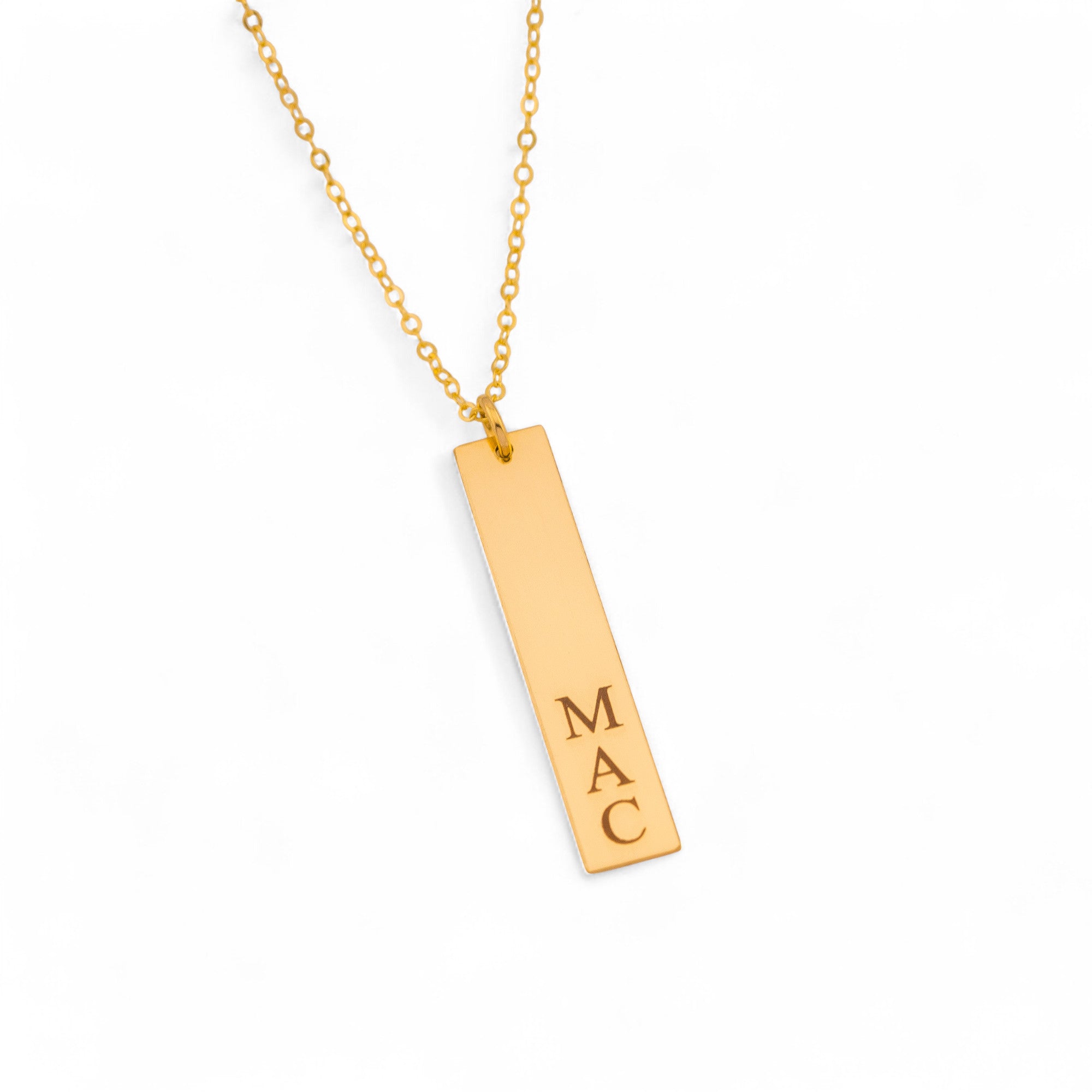 Engraved Vertical  Bar Name Plate Pendant Necklace, 1.25-inch Bar