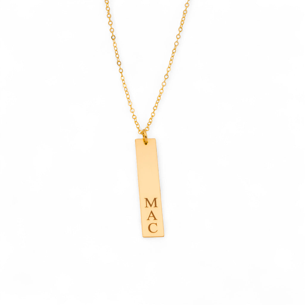 Engraved Vertical  Bar Name Plate Pendant Necklace, 1.25-inch Bar