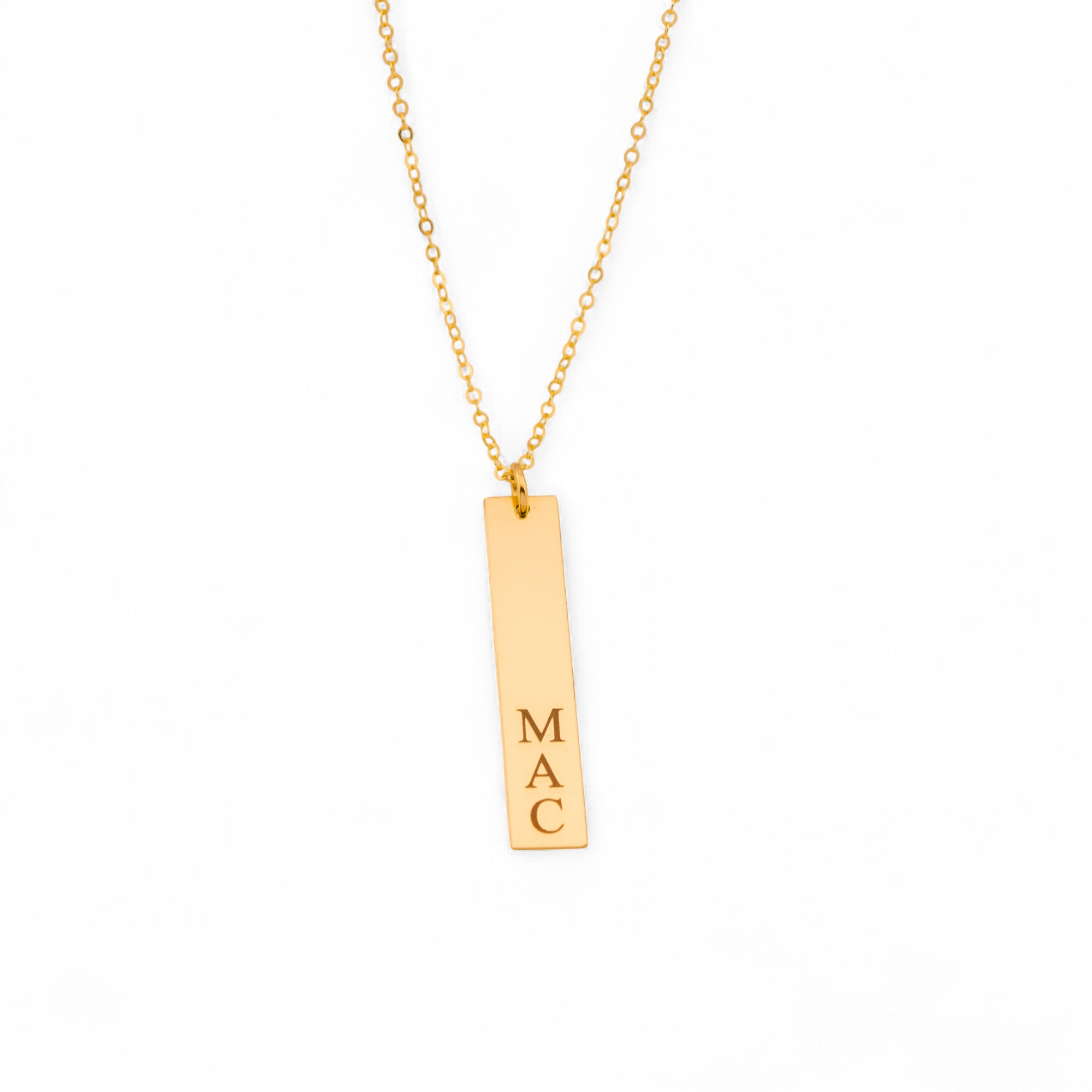 Engraved Vertical  Bar Name Plate Pendant Necklace, 1.25-inch Bar
